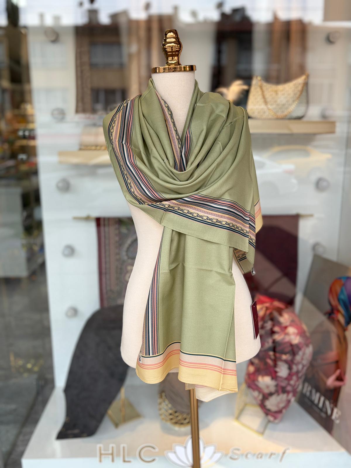 CHAİN %50 İPEK %50 PAMUK ŞAL - GREEN