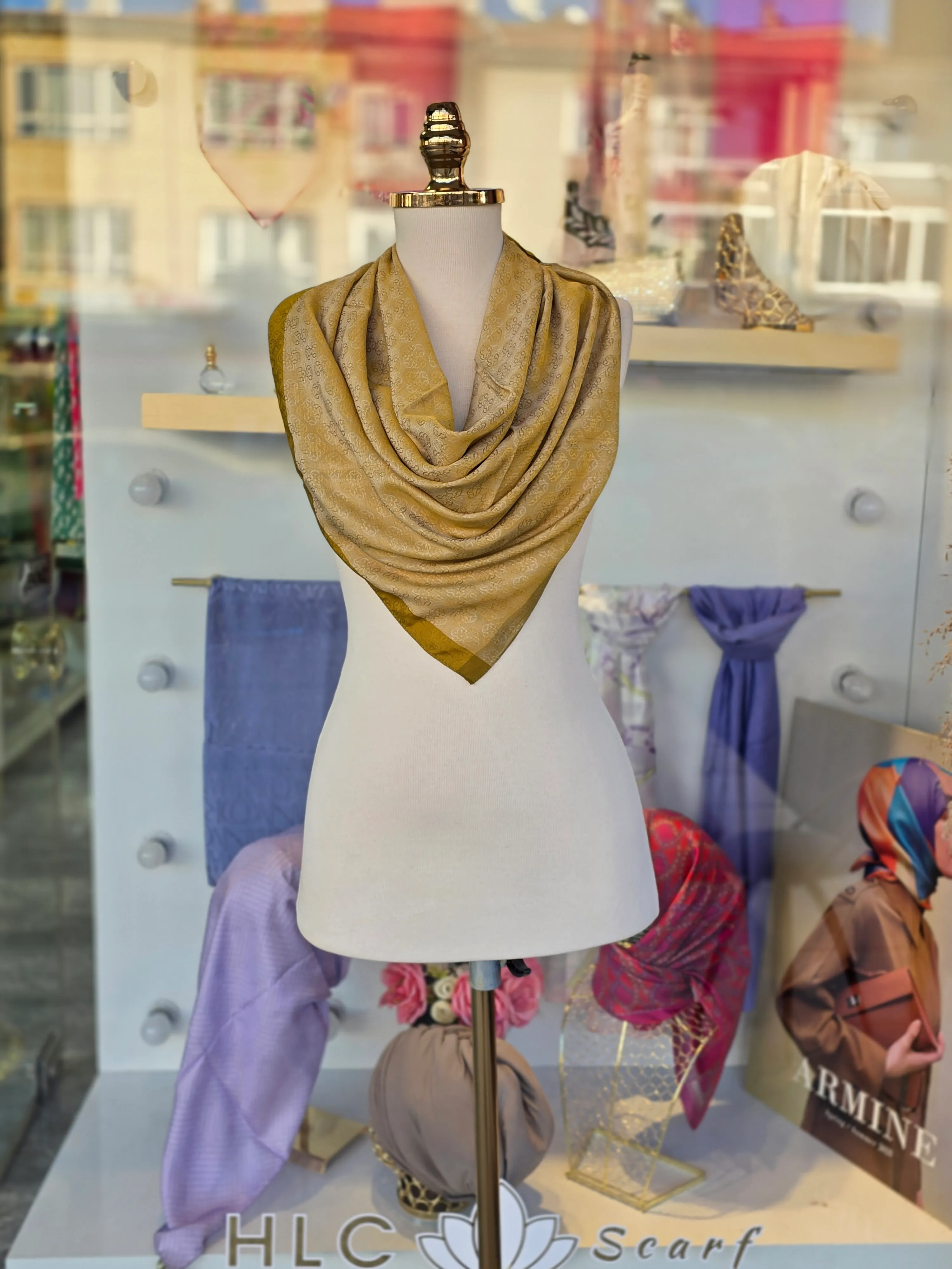 MONOGRAM JAKAR EŞARP - YAĞ YEŞİLİ