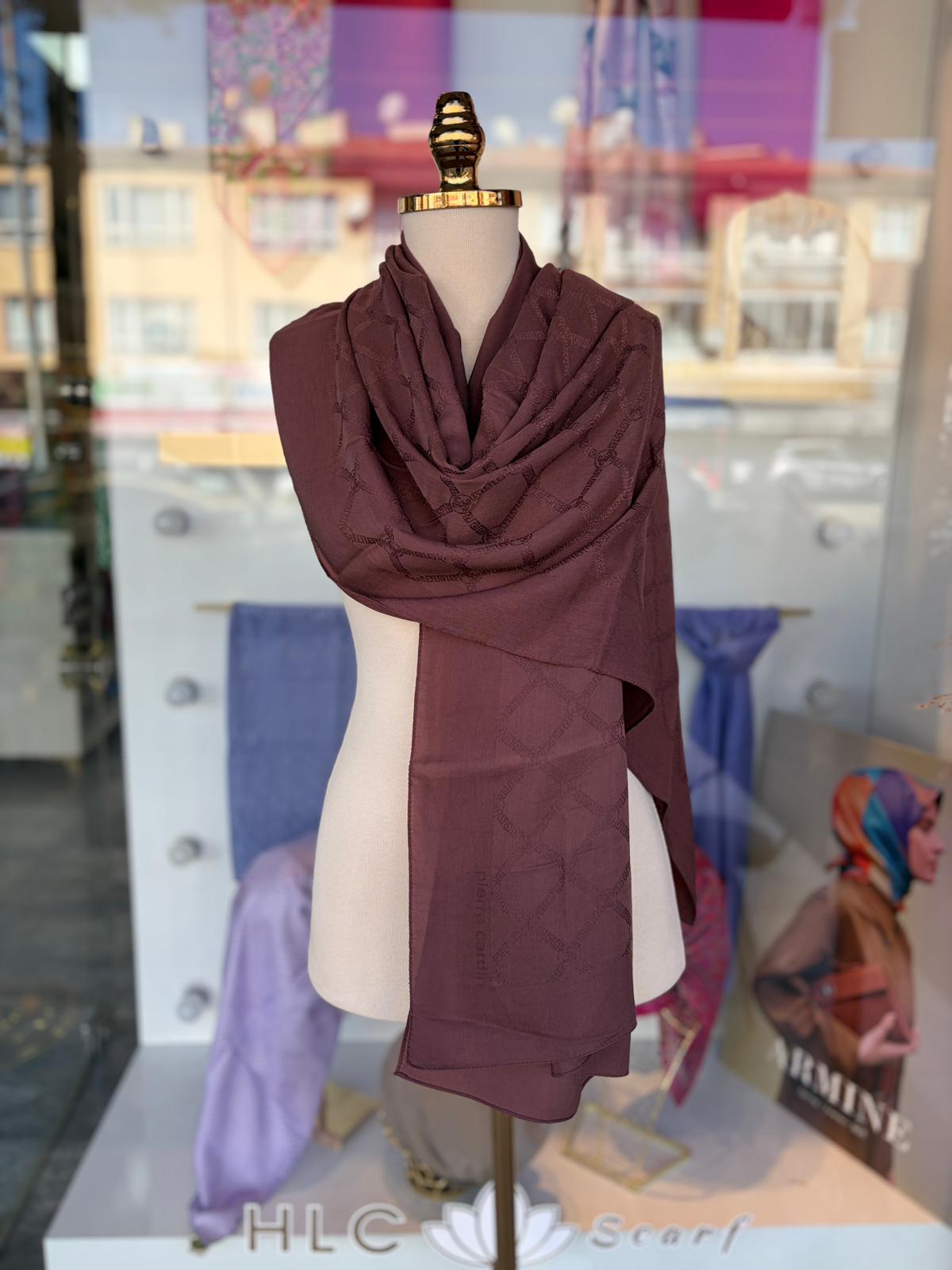 MONOGRAM LYOCELL PAMUK ŞAL - KIZIL KAHVE