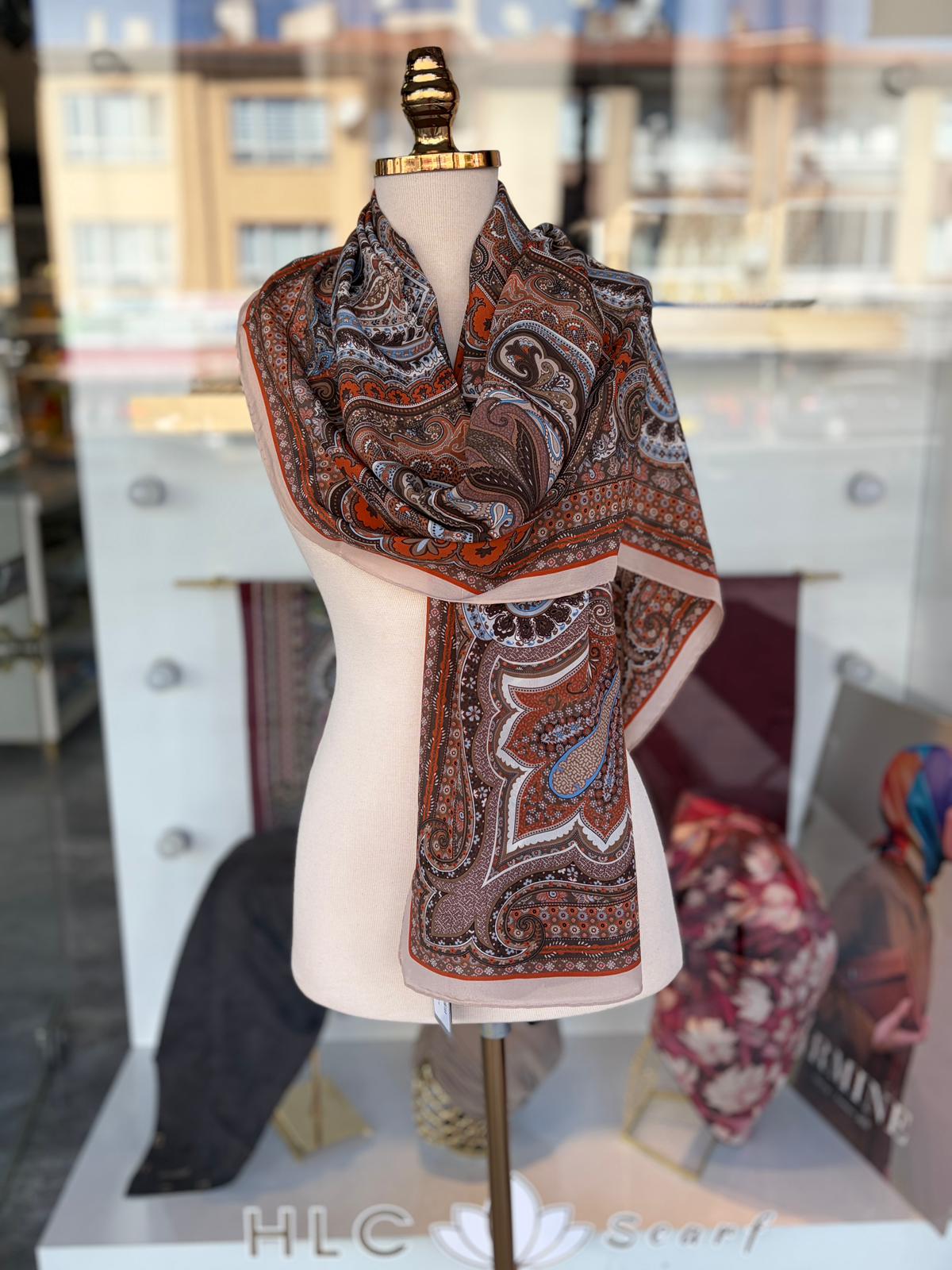 Royal Shine %100 Doğal İpek Şal  - BEJ