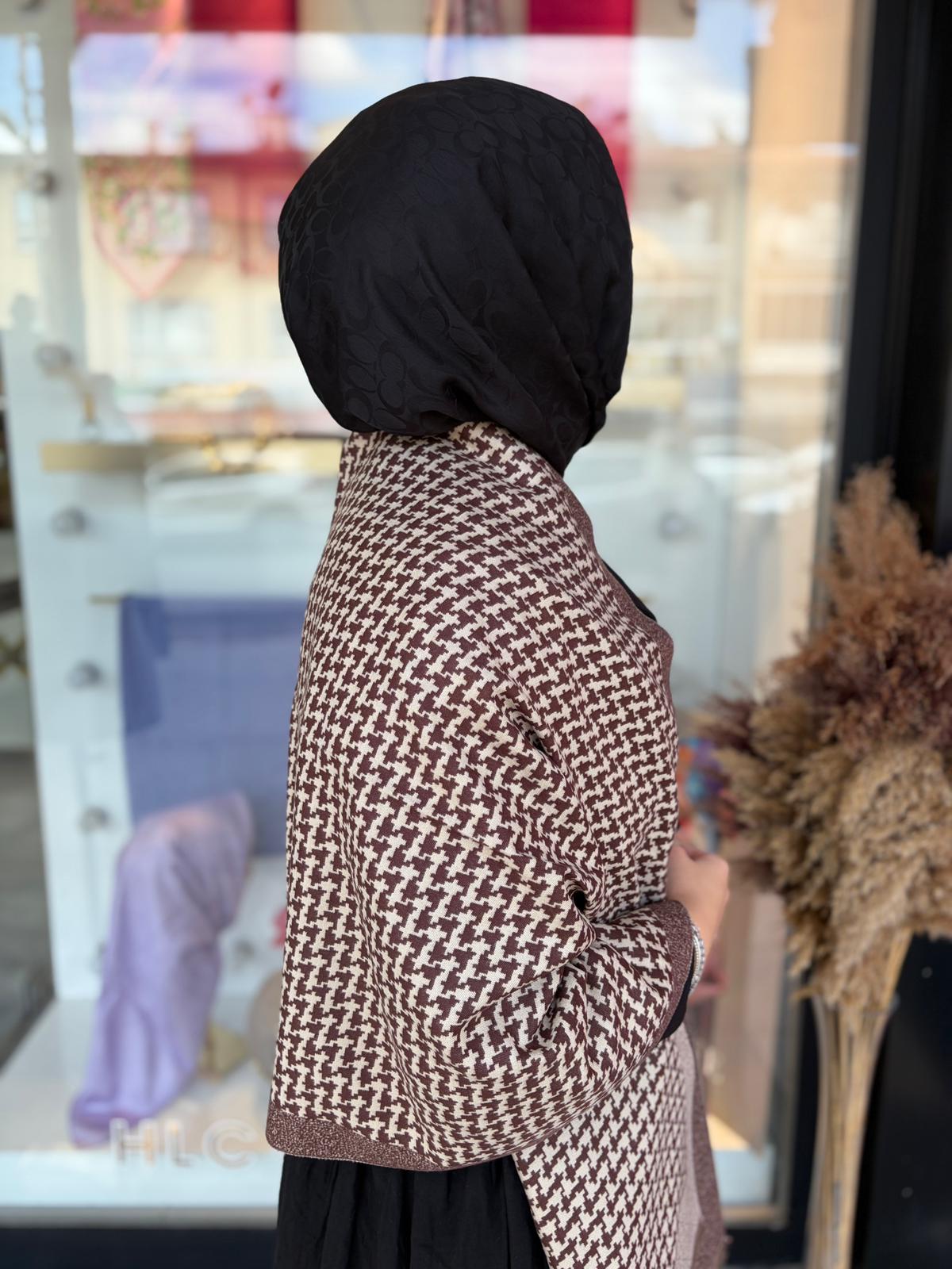 ÇİFT TARAFLI KAZAYAĞI DESEN YÜN KAŞMİR OMUZ ŞALI