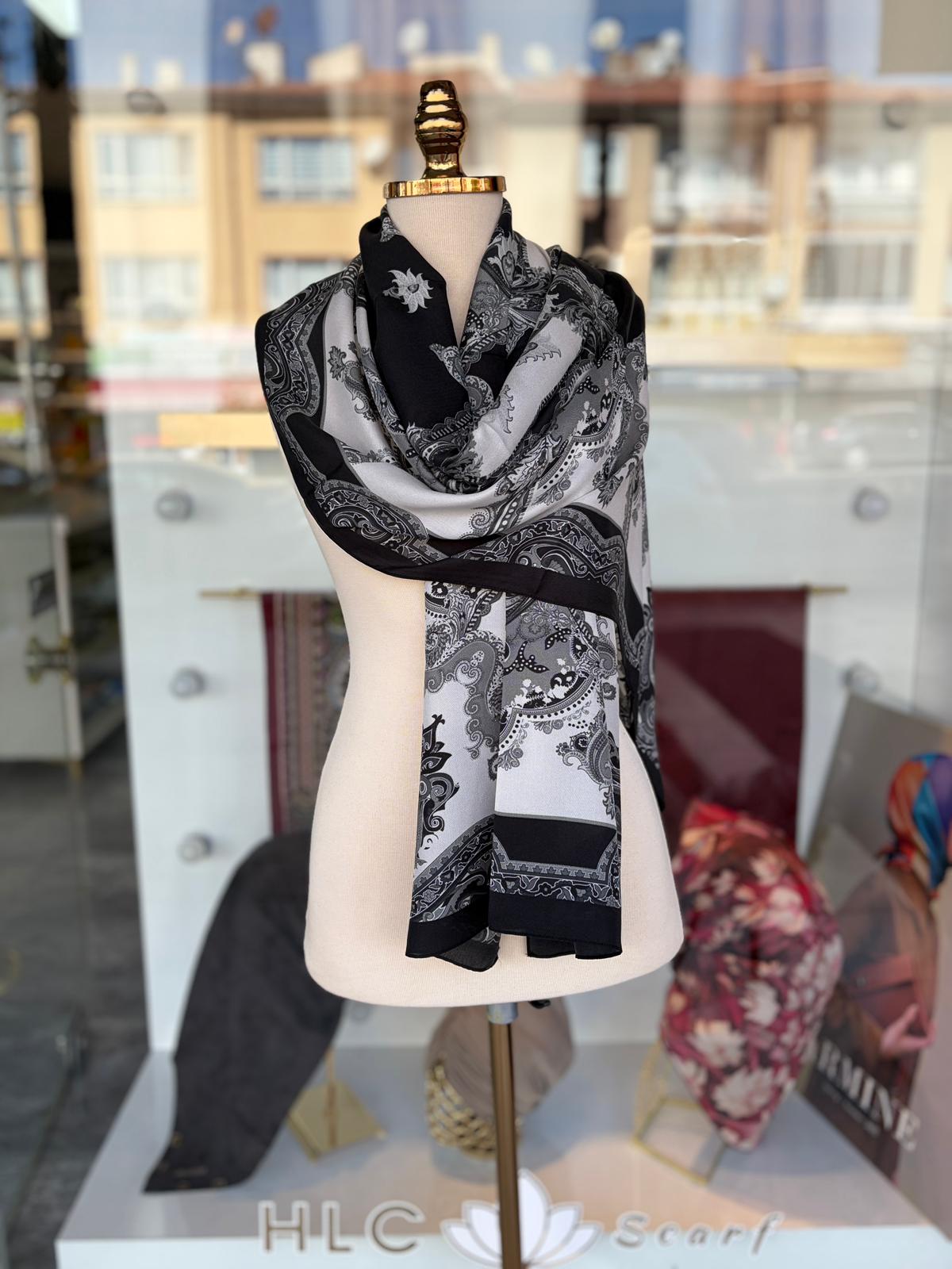 Velvent Blend Pamuk İpek Şal - SİYAH