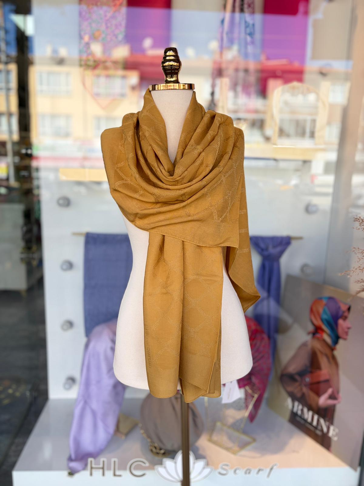 MONOGRAM LYOCELL PAMUK ŞAL - SARI