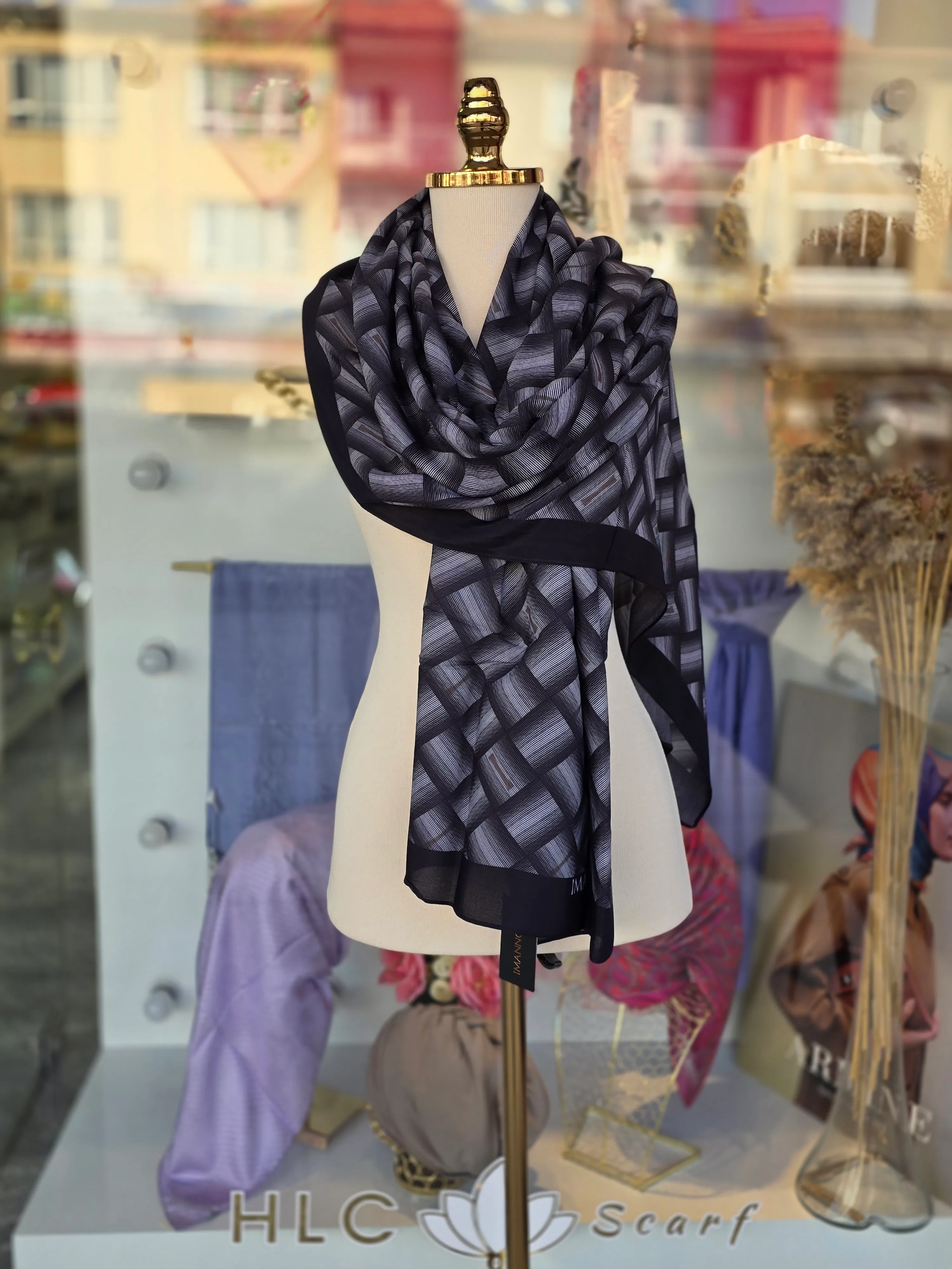 SEPET NOOR PARLAK FLOŞ VİSKON ŞAL - SİYAH