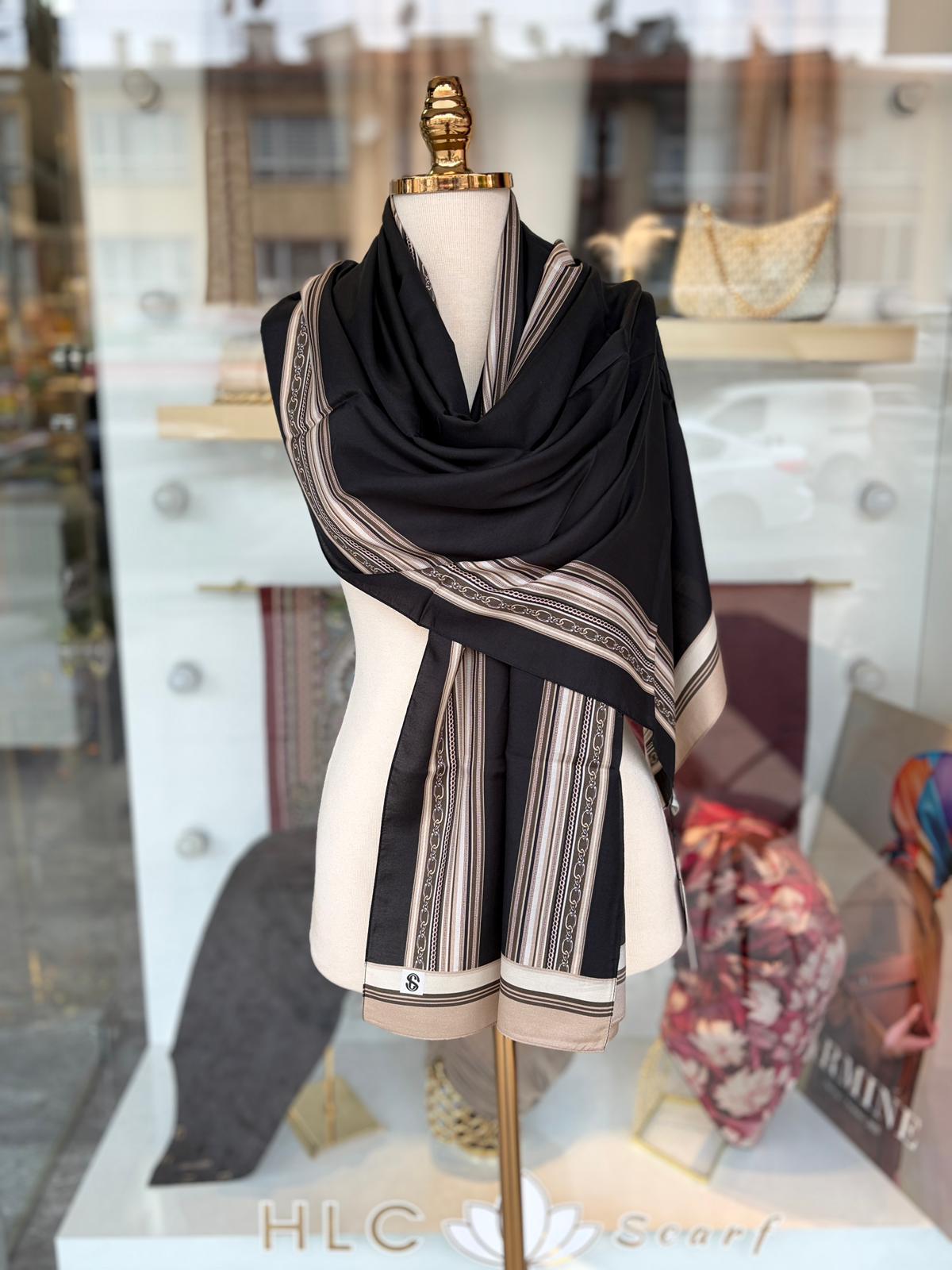 CHAİN %50 İPEK %50 PAMUK ŞAL - BLACK