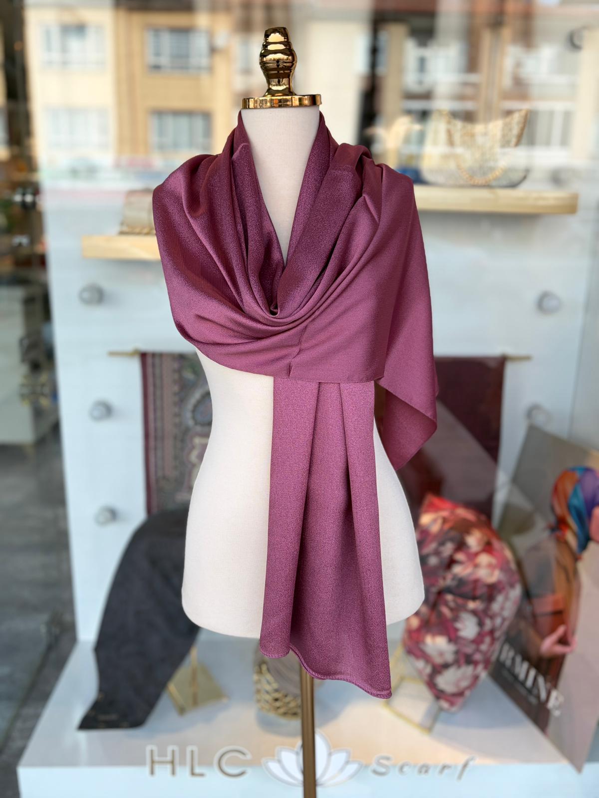 Düz Premium Abiye Şal  - GÜL KURUSU