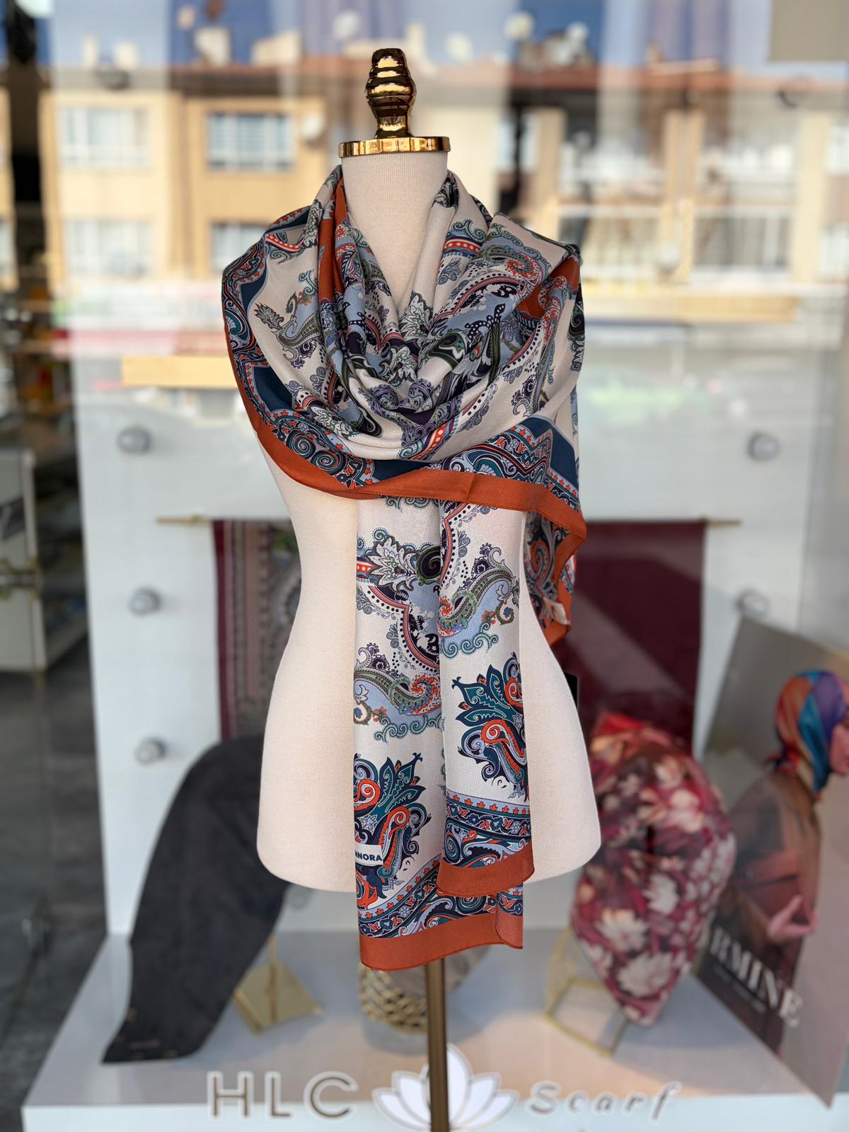 Velvent Blend Pamuk İpek Şal - TURUNCU