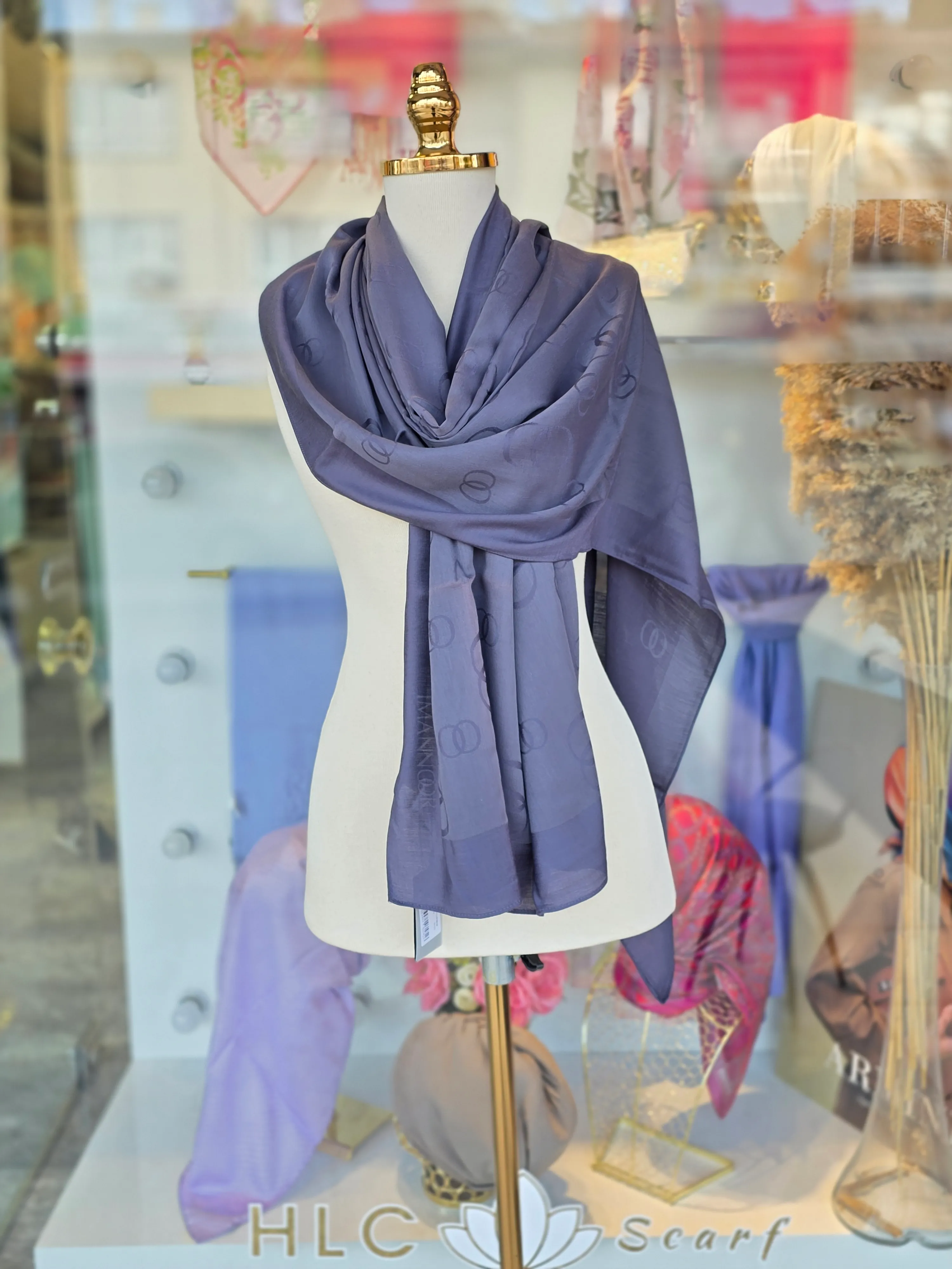 ZİNCİR KARE PAMUK İPEK ŞAL - ANTRASİT