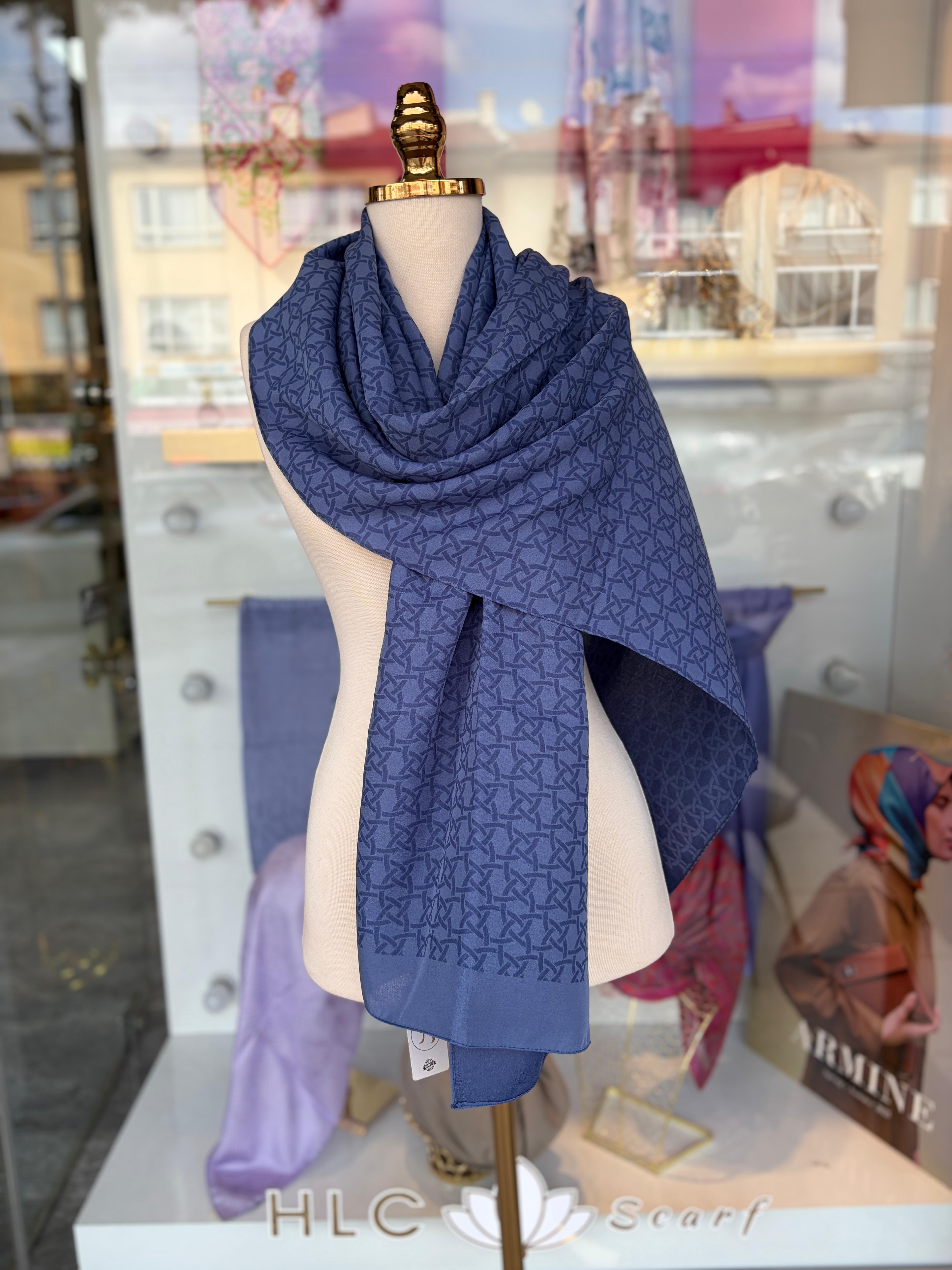 Valery Pamuk Polyester Şal - İNDİGO