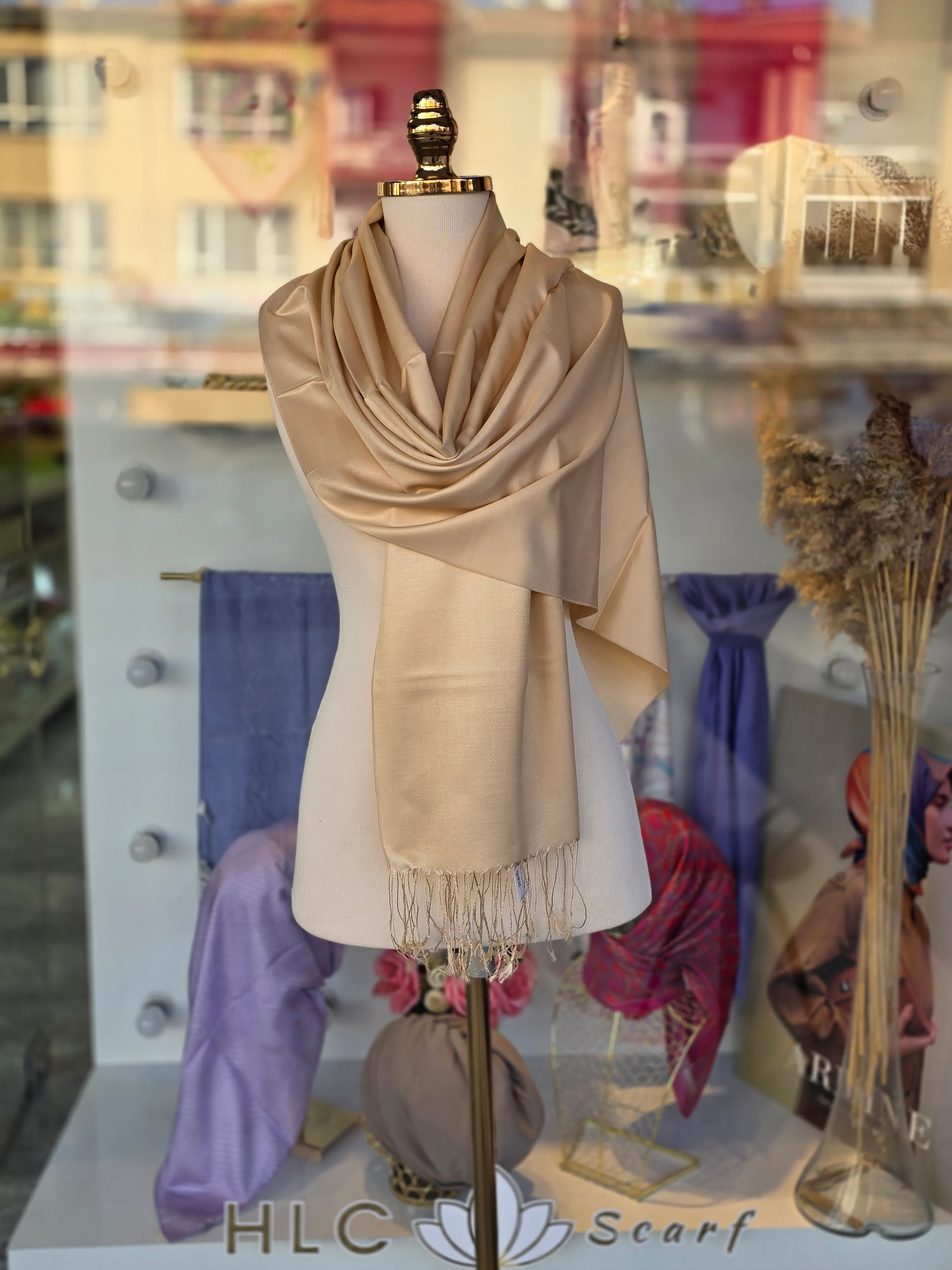 %100 İPEK ŞAL - BEJ