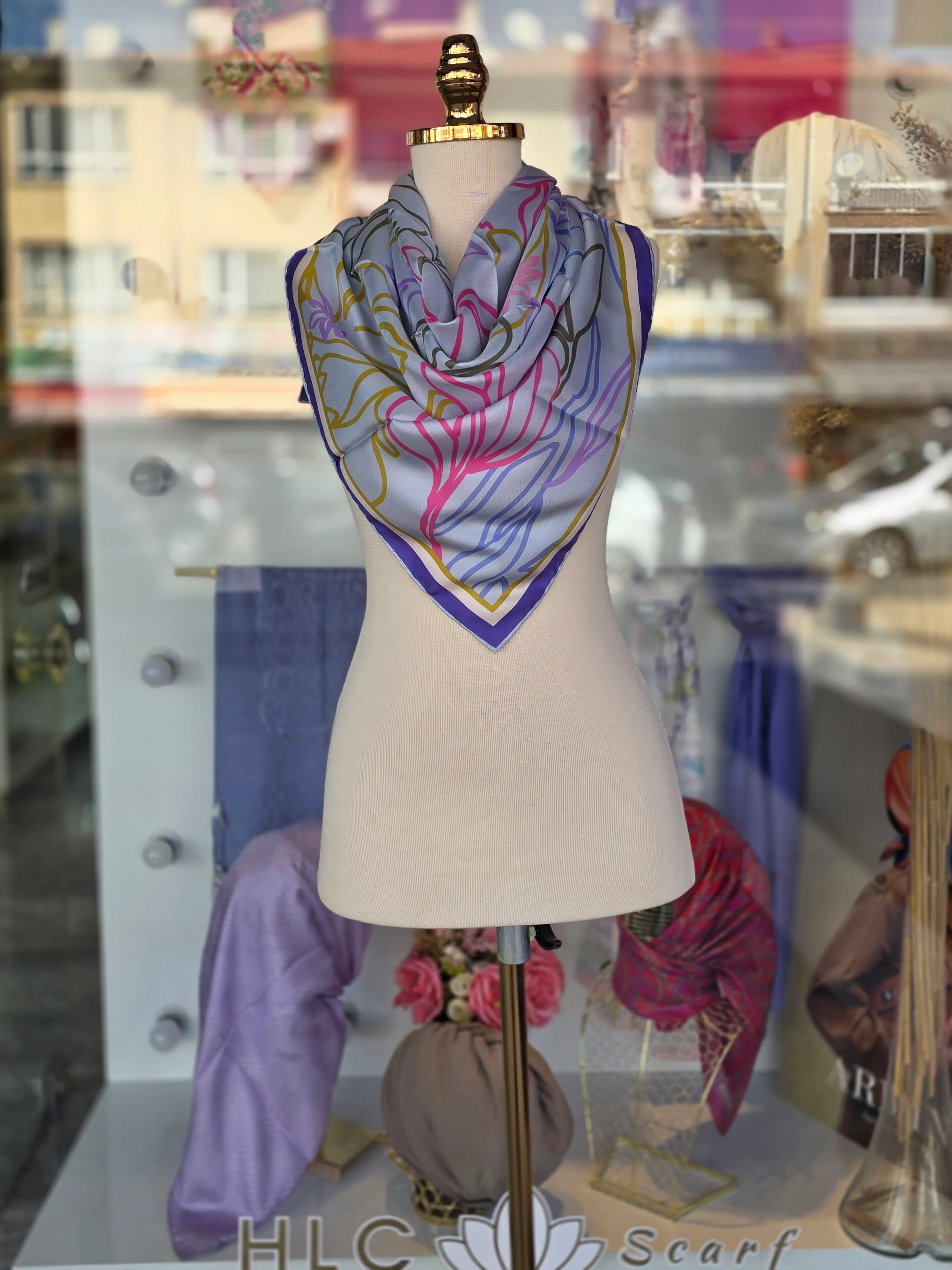 %100 TWİLL İPEK EŞARP - MAVİ