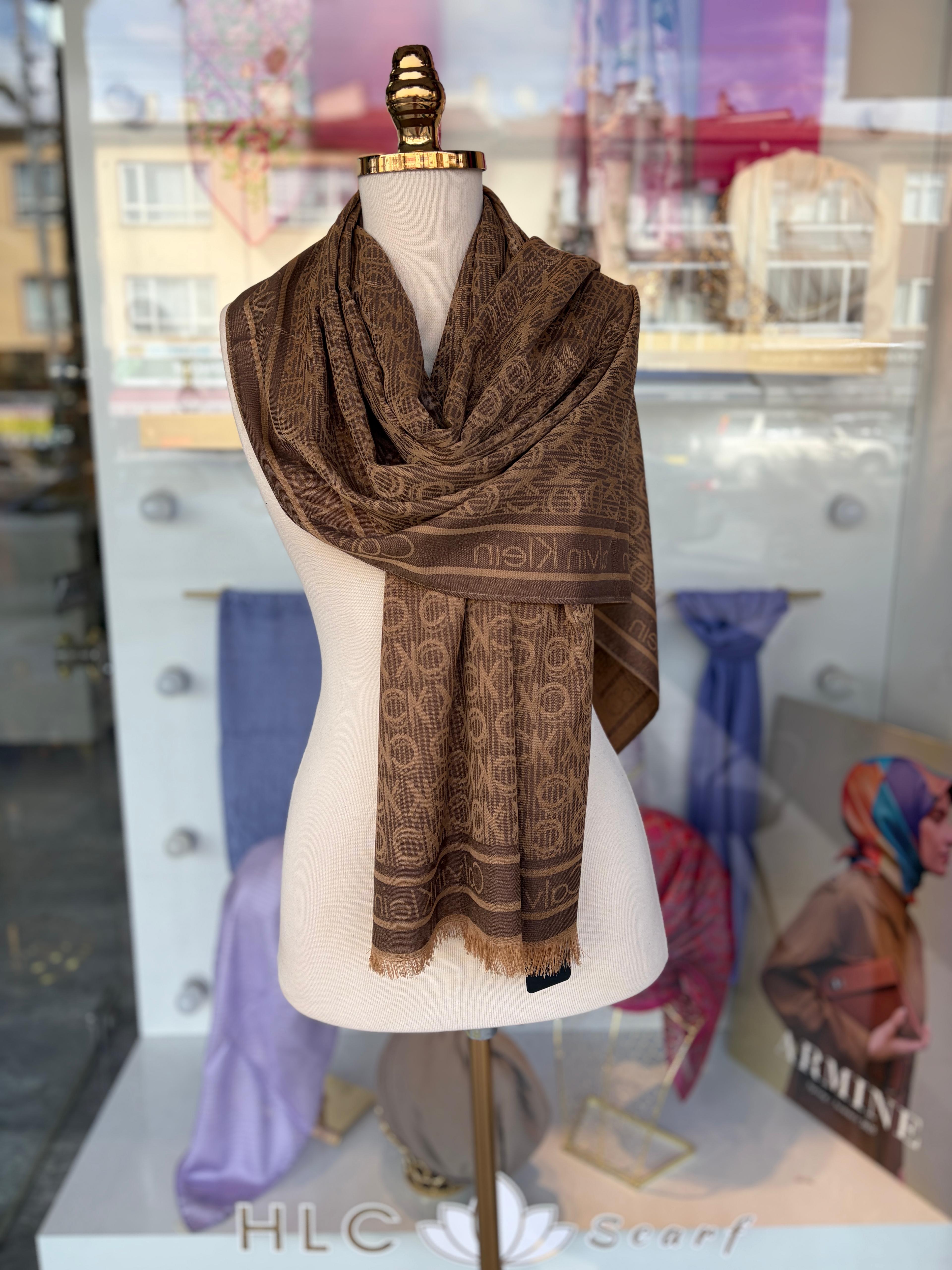 KAŞMİR İPEK ŞAL - KAHVERENGİ