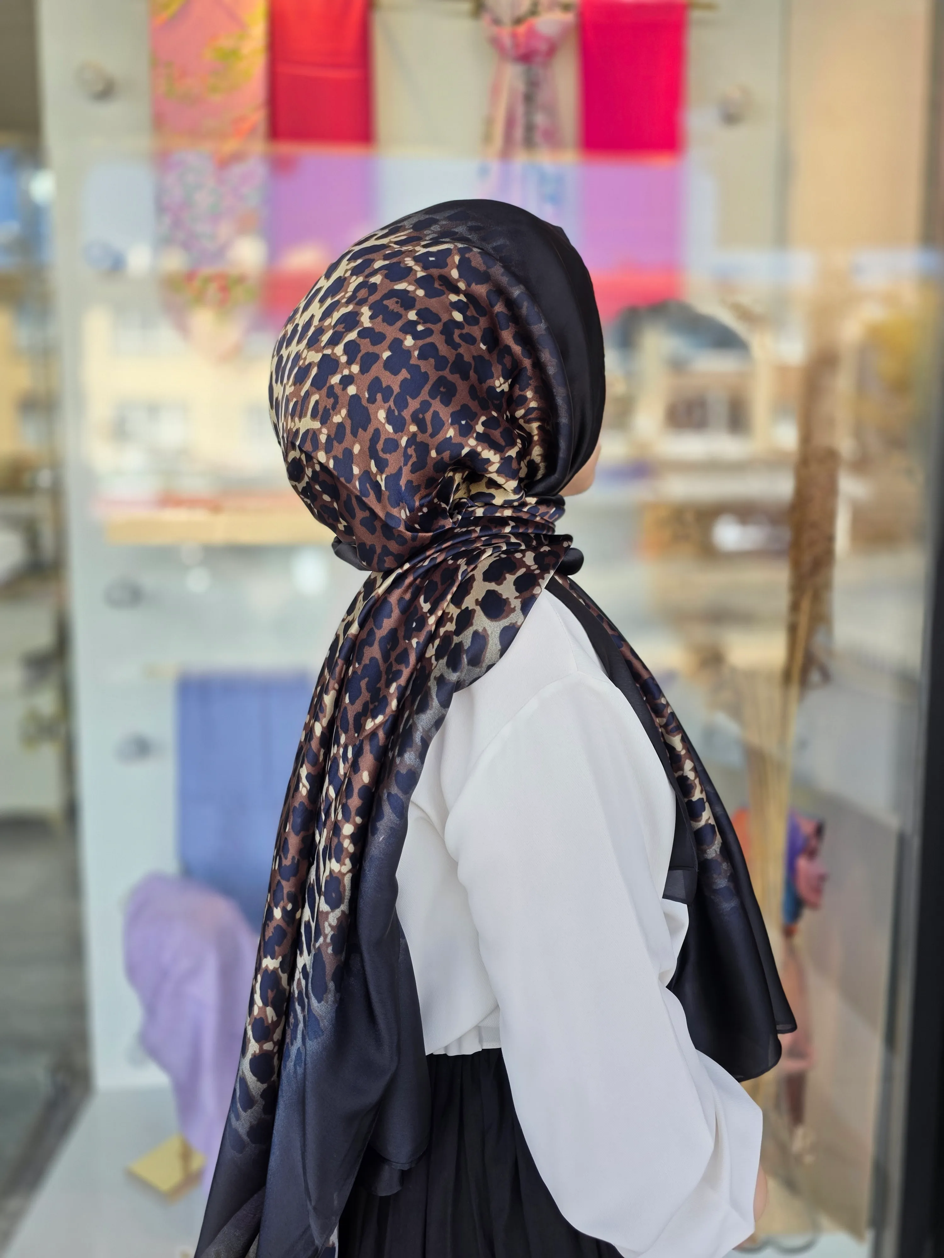 LEOPAR DESEN GENİŞ İPEK VUAL ŞAL