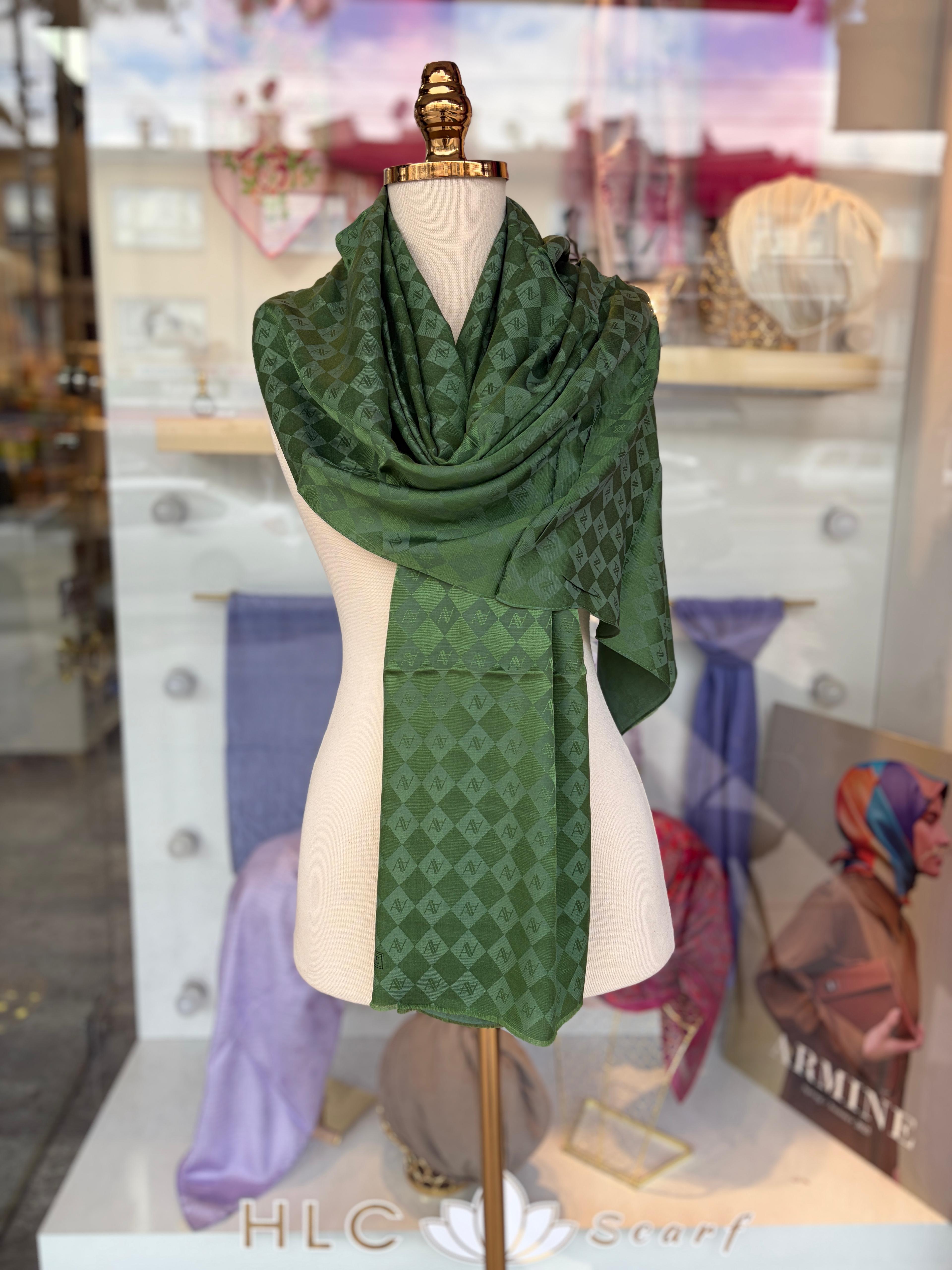 ELEGANCE İPEK PAMUK MONOGRAM ŞAL - BENETTON