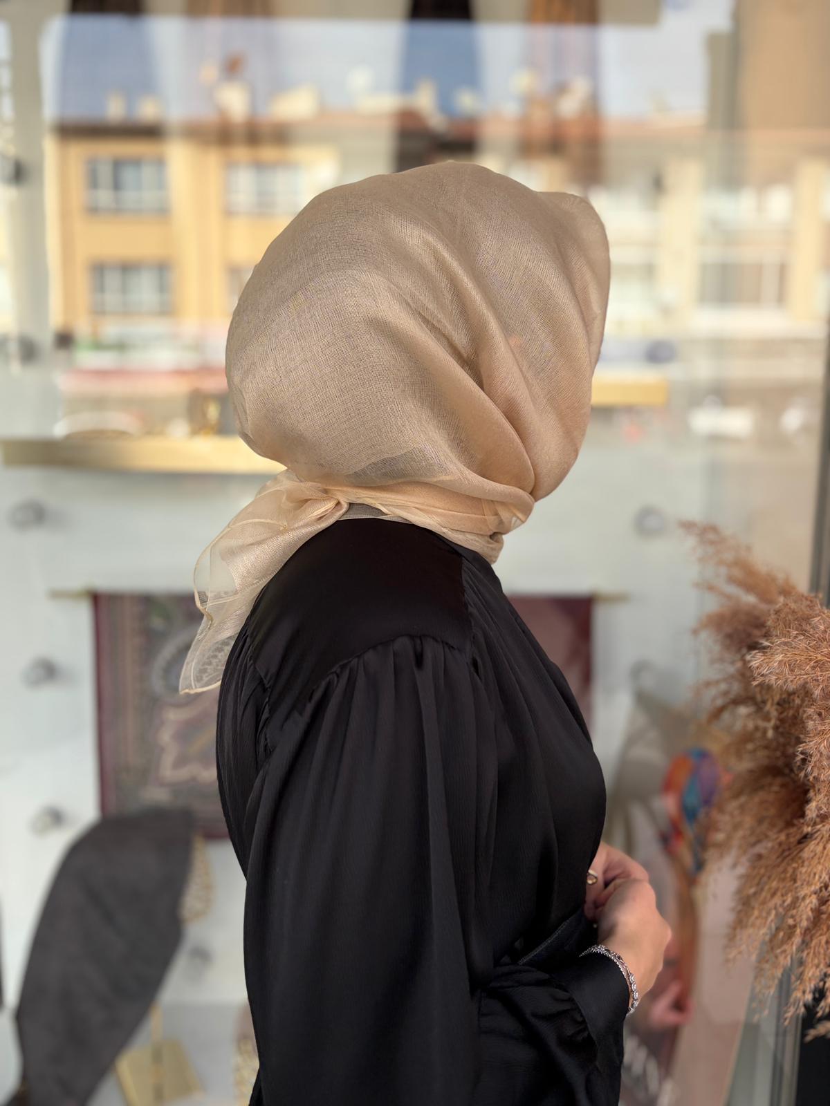 %30 İpek Çift Katlı Tüllü Eşarp