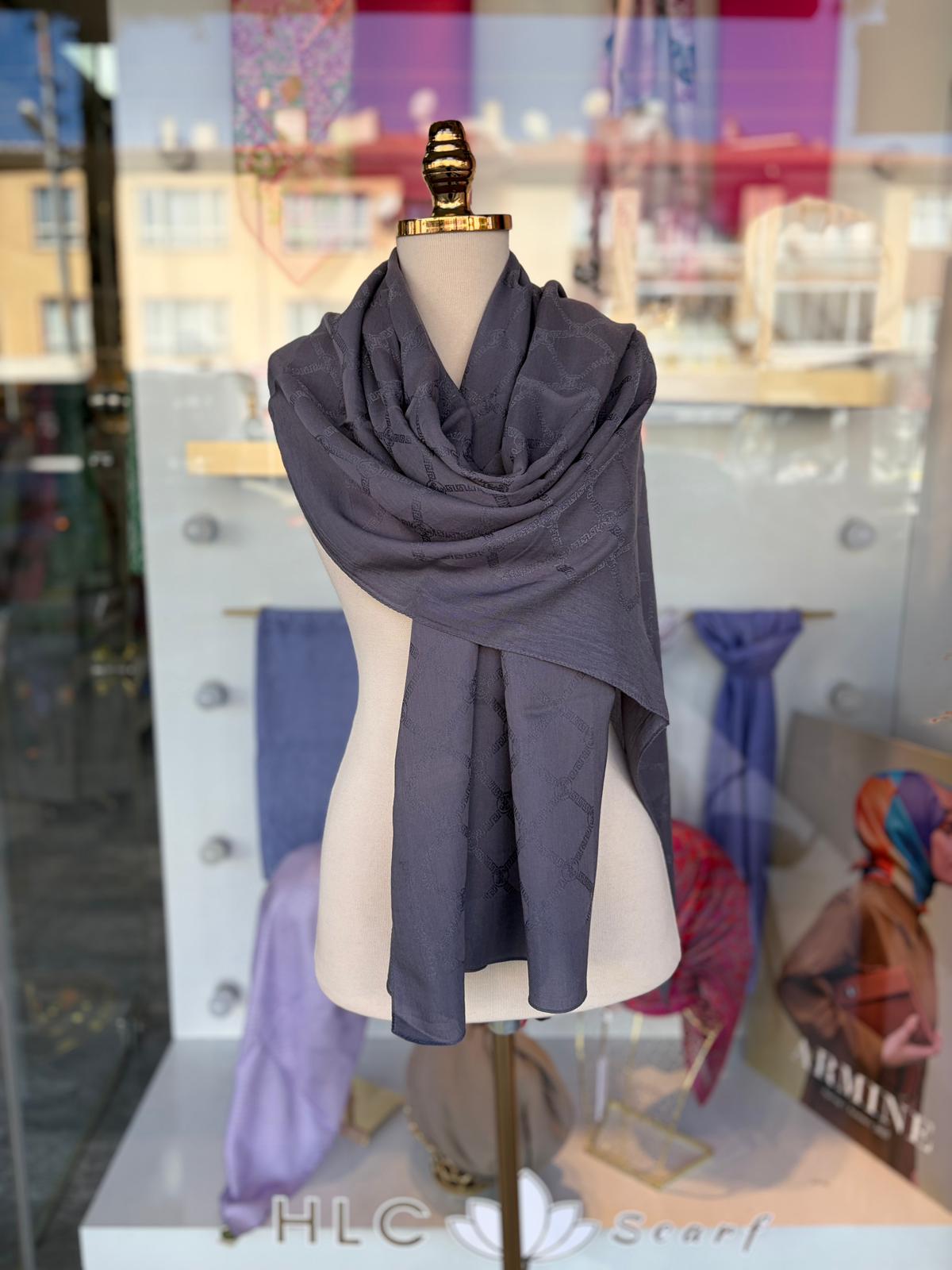 MONOGRAM LYOCELL PAMUK ŞAL - FÜME