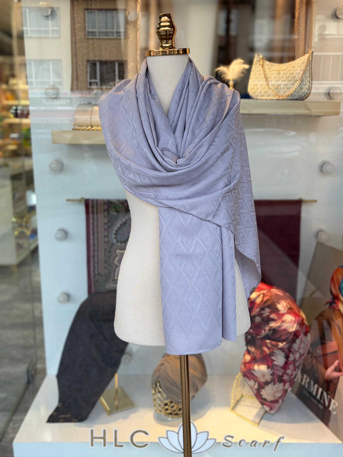 Desenli Pamuk Jakar Şal  - GRİ