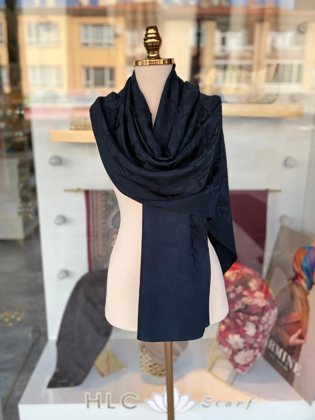 Paris Collettion W Desen Pamuk Lyocell Şal - LACİVERT