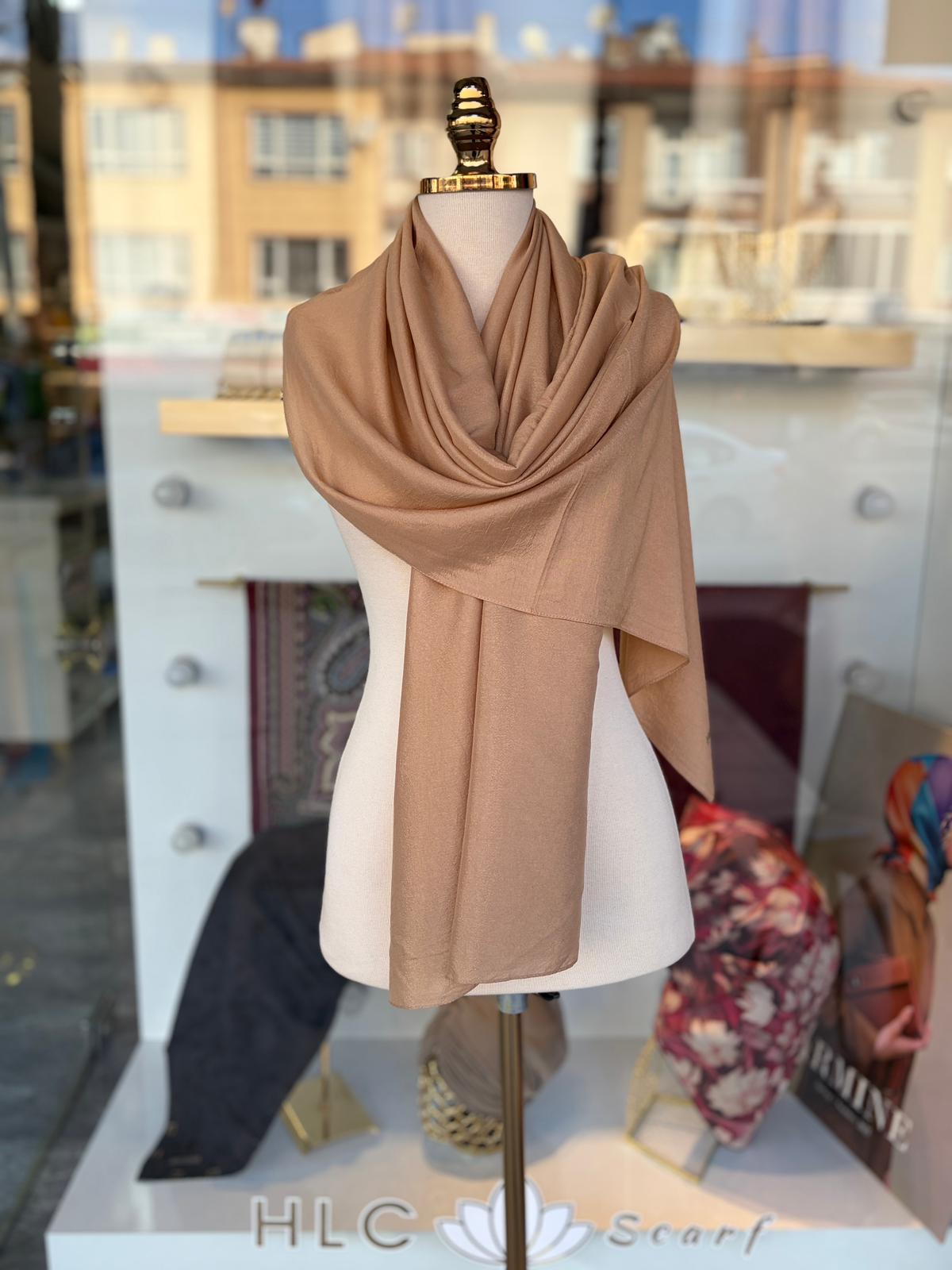 Brisa Vual Yok Şal - KOYU BEJ