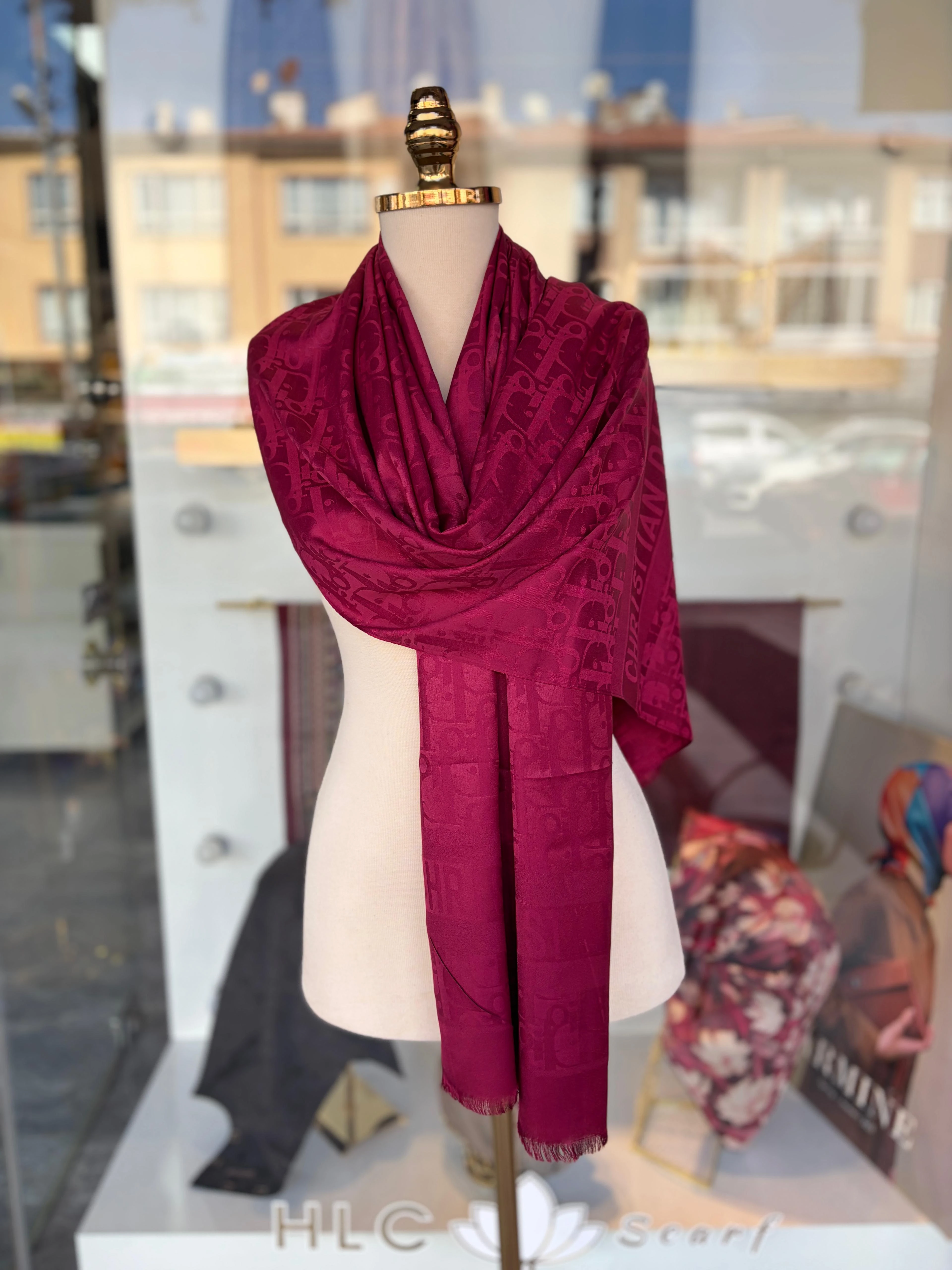 PAMUK İPEK ŞAL - BORDO