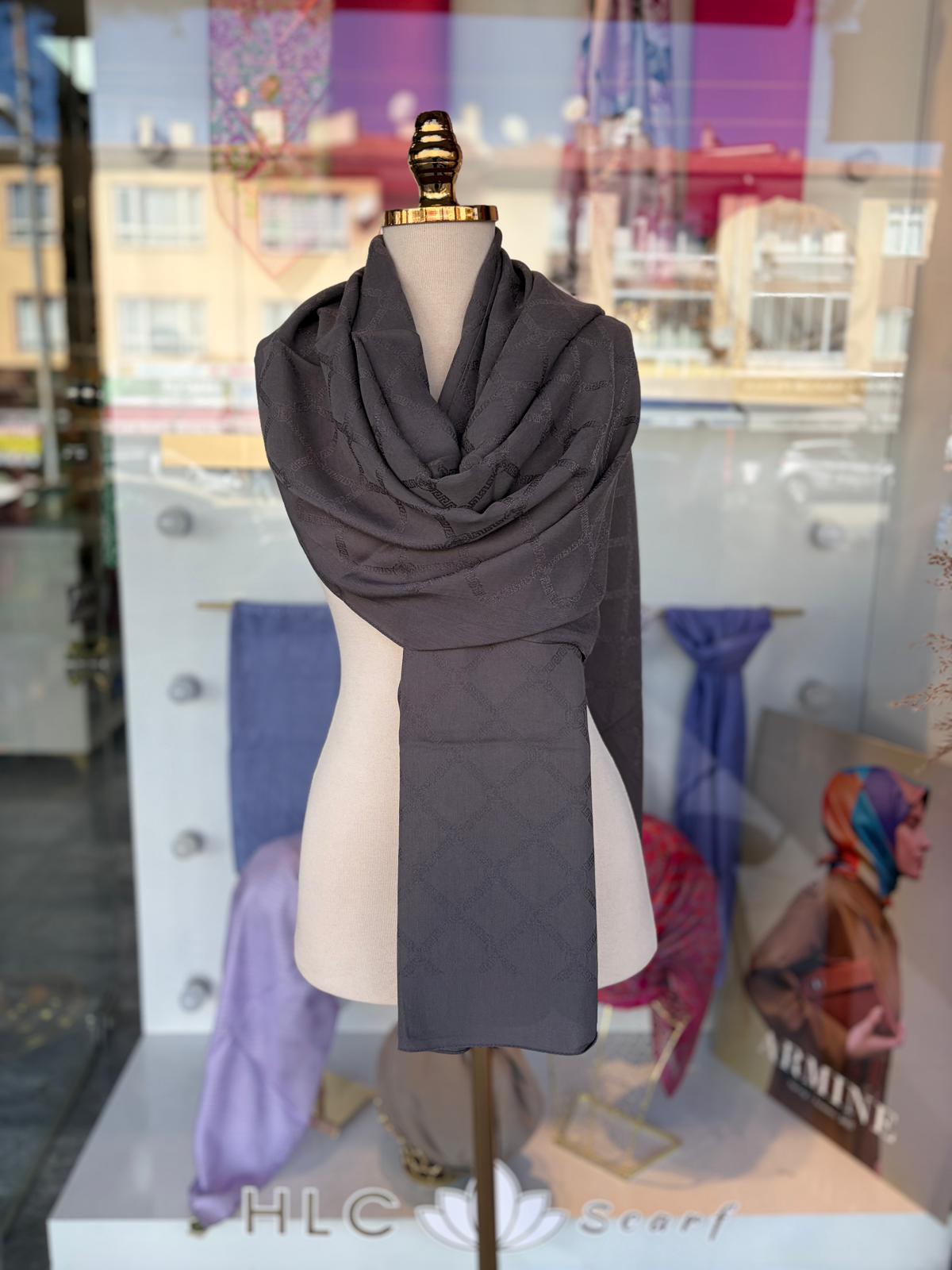 MONOGRAM LYOCELL PAMUK ŞAL - ANTRASİT