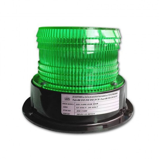 Silindirik İkaz Lambası Orta Boy 6 Adet Power Ledli (Yeşil)