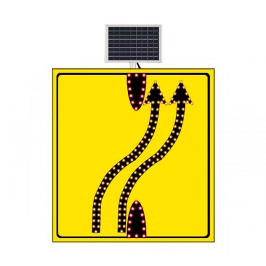 Güneş Enerjili Şerit Aktarımı Çiftli Sol Yoldan Sağ Yola Sarı Zemin