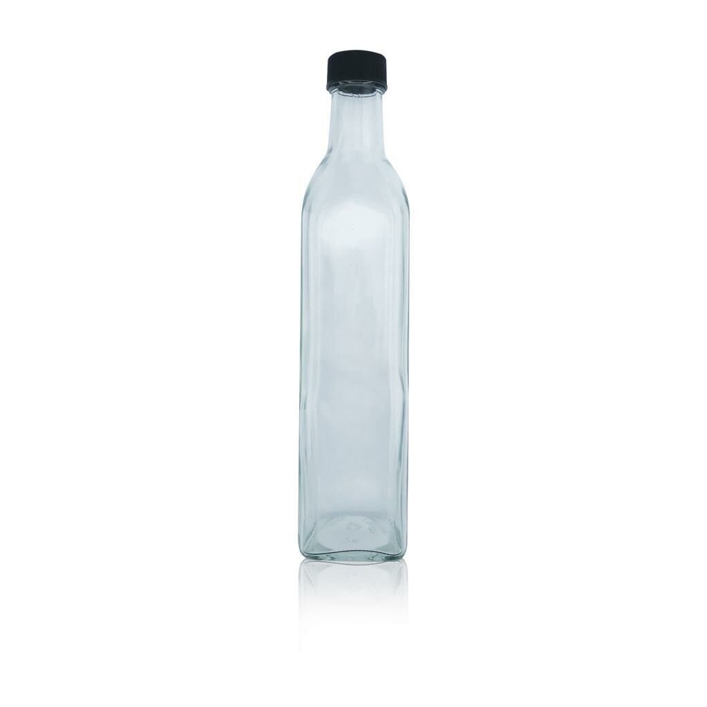 Zeytinyağı Şişesi - Şeffaf Dörtköşe - 500 ml