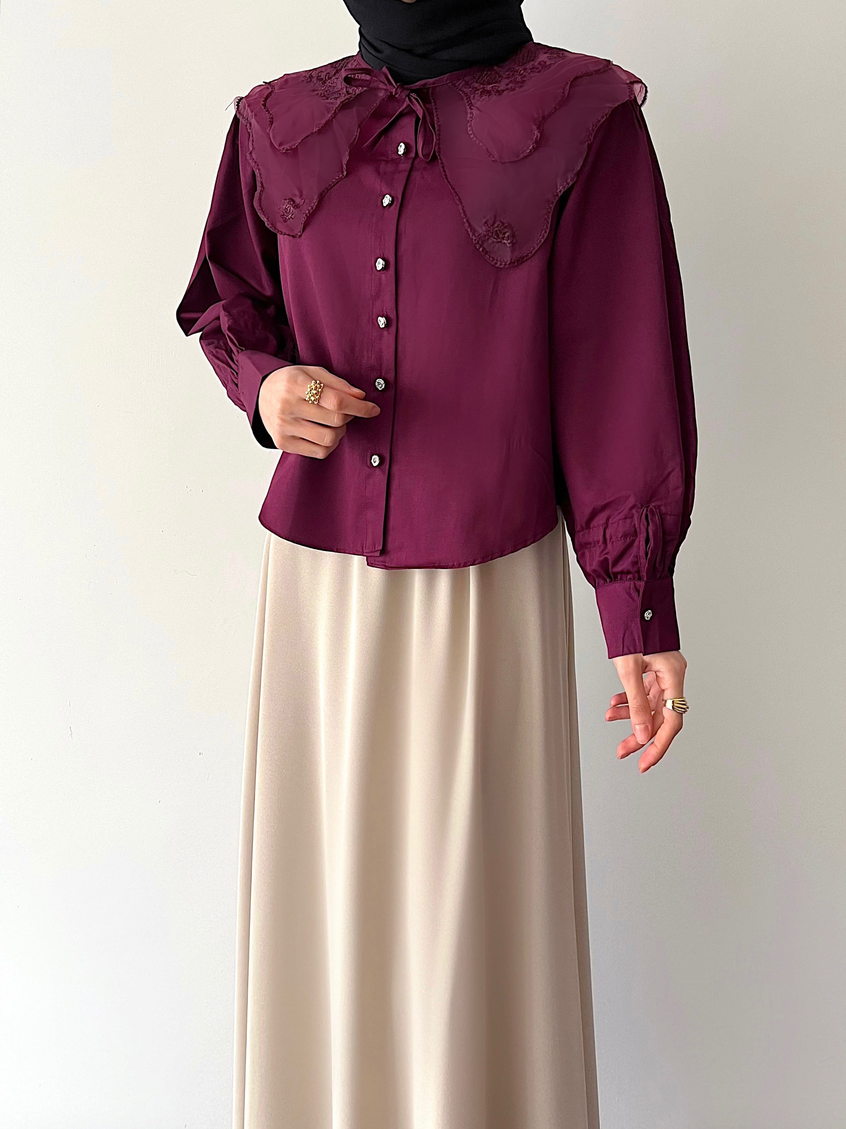 BEBE YAKA GÖMLEK - BORDO