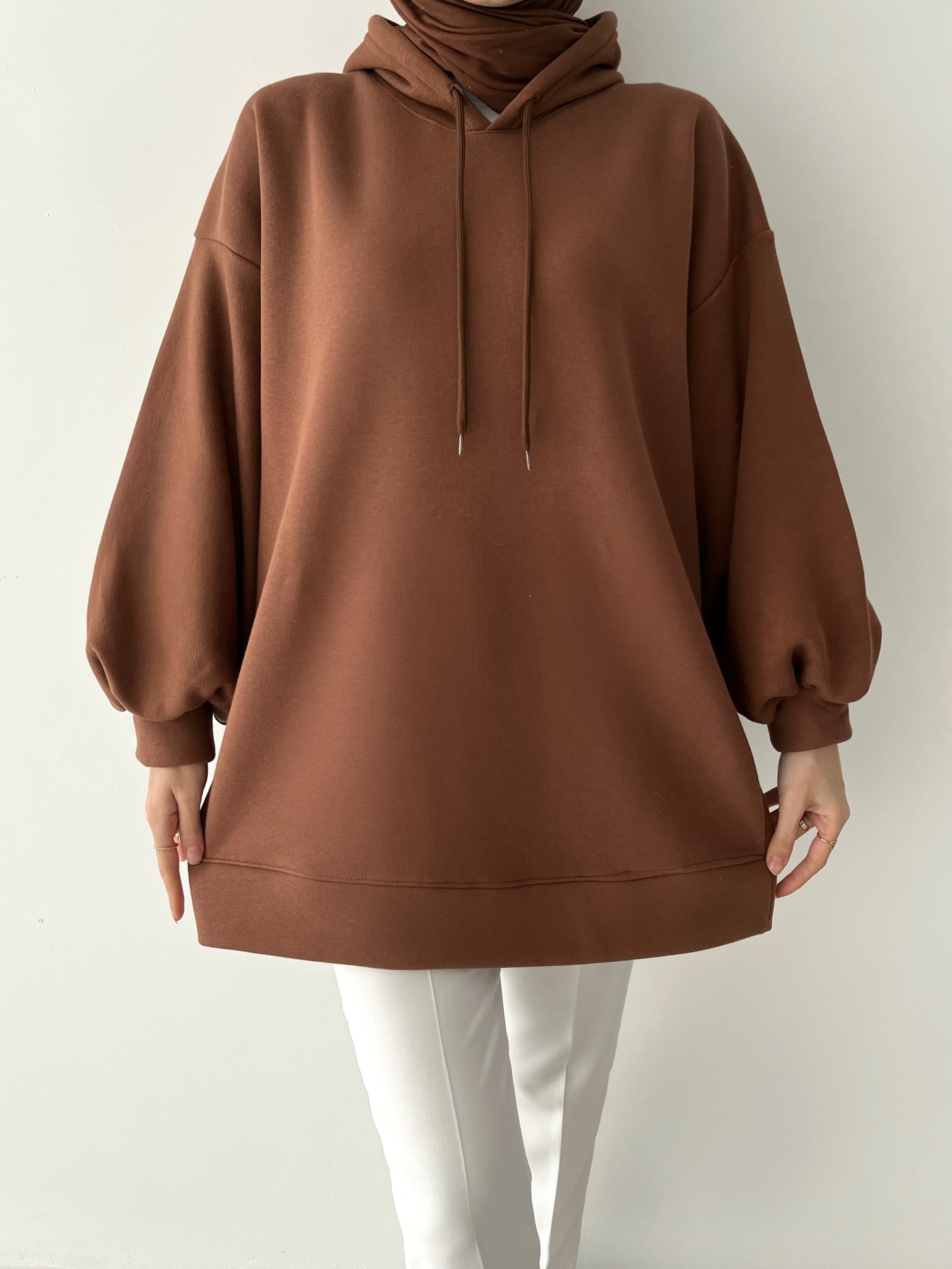 EMMA KAPÜŞONLU SWEATSHİRT - kahverengi