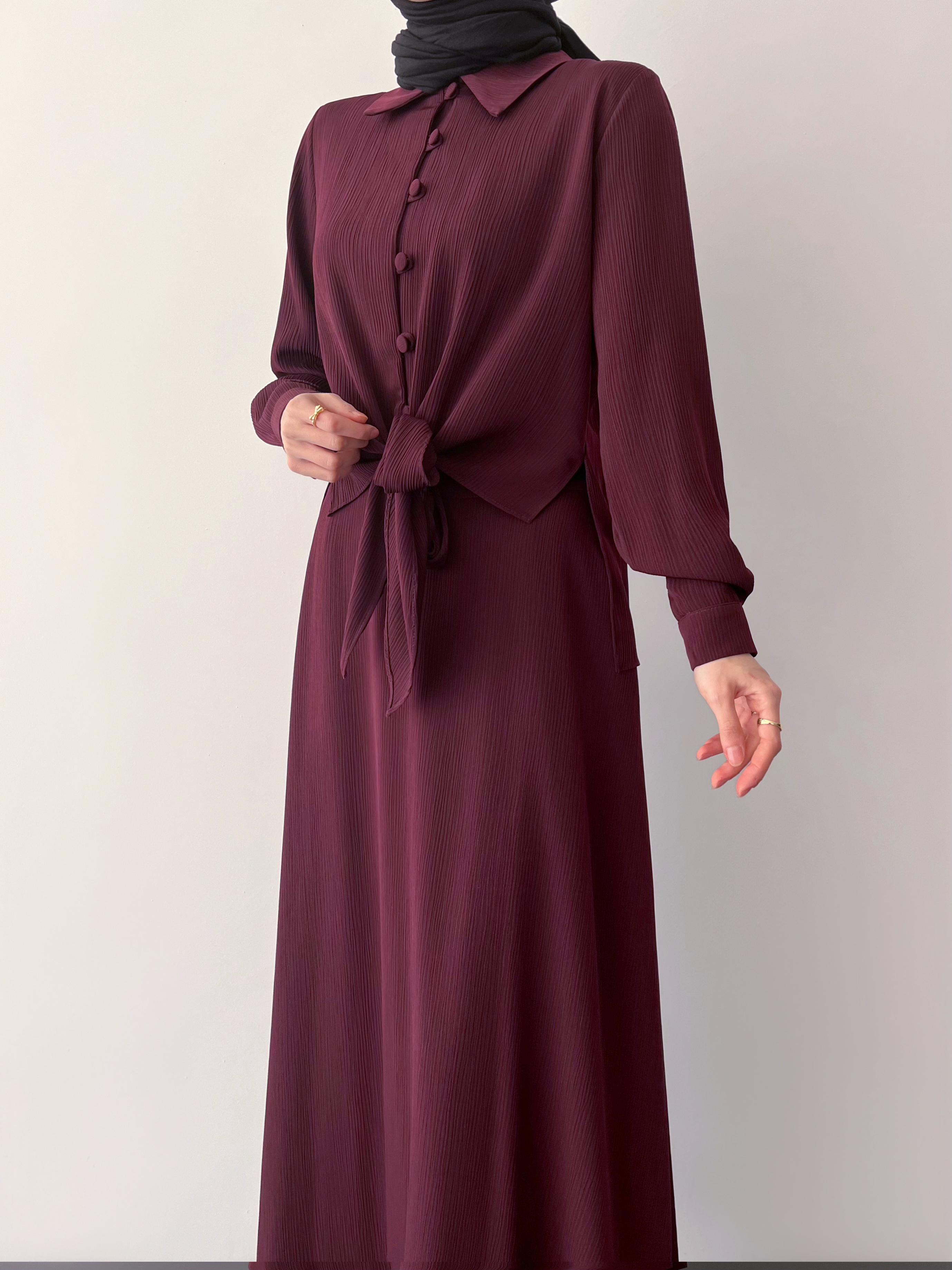 LOVEN BAĞLAMA DETAYLI TAKIM - BORDO