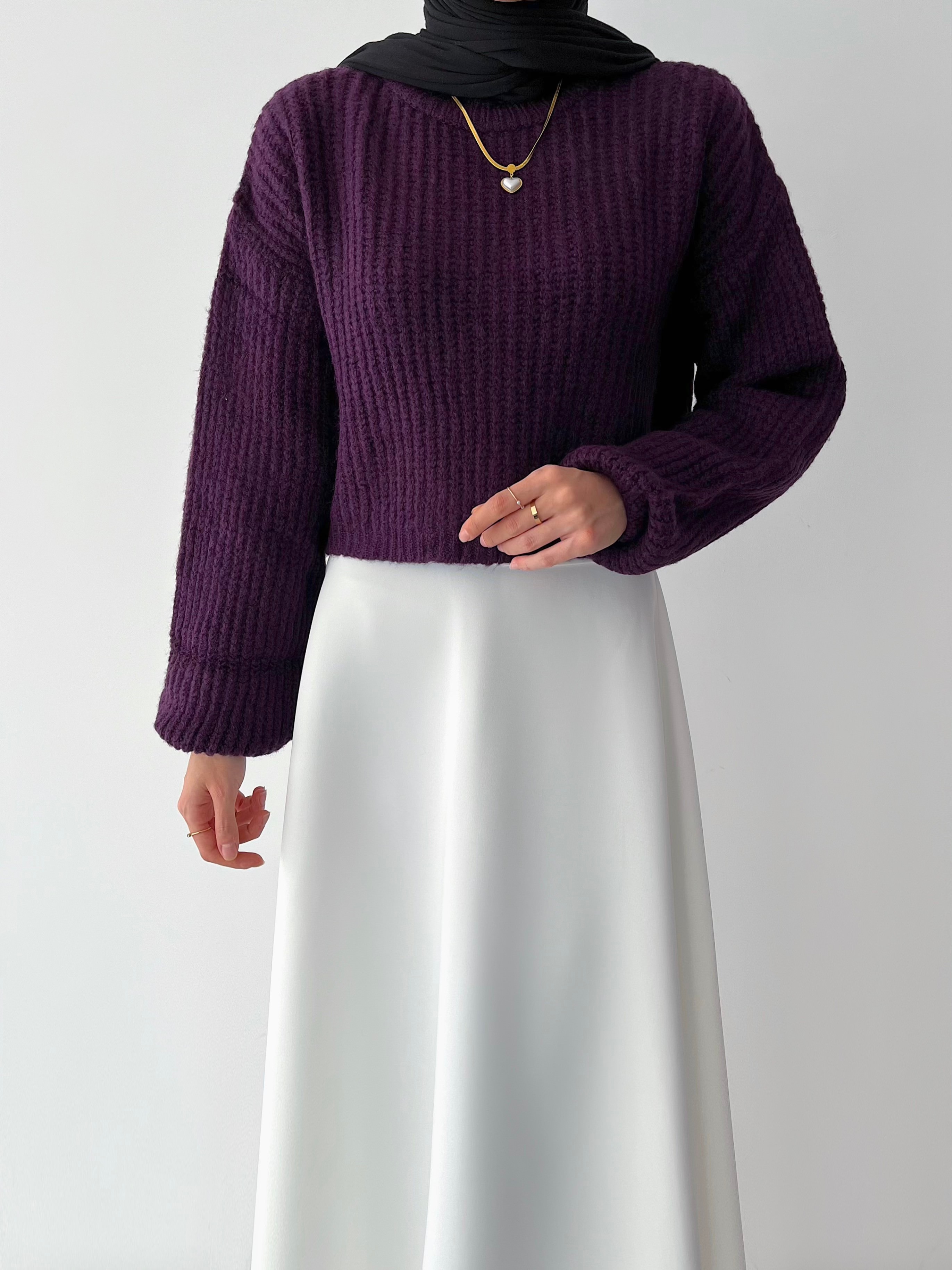 TRİKO CROP KAZAK - LİLA