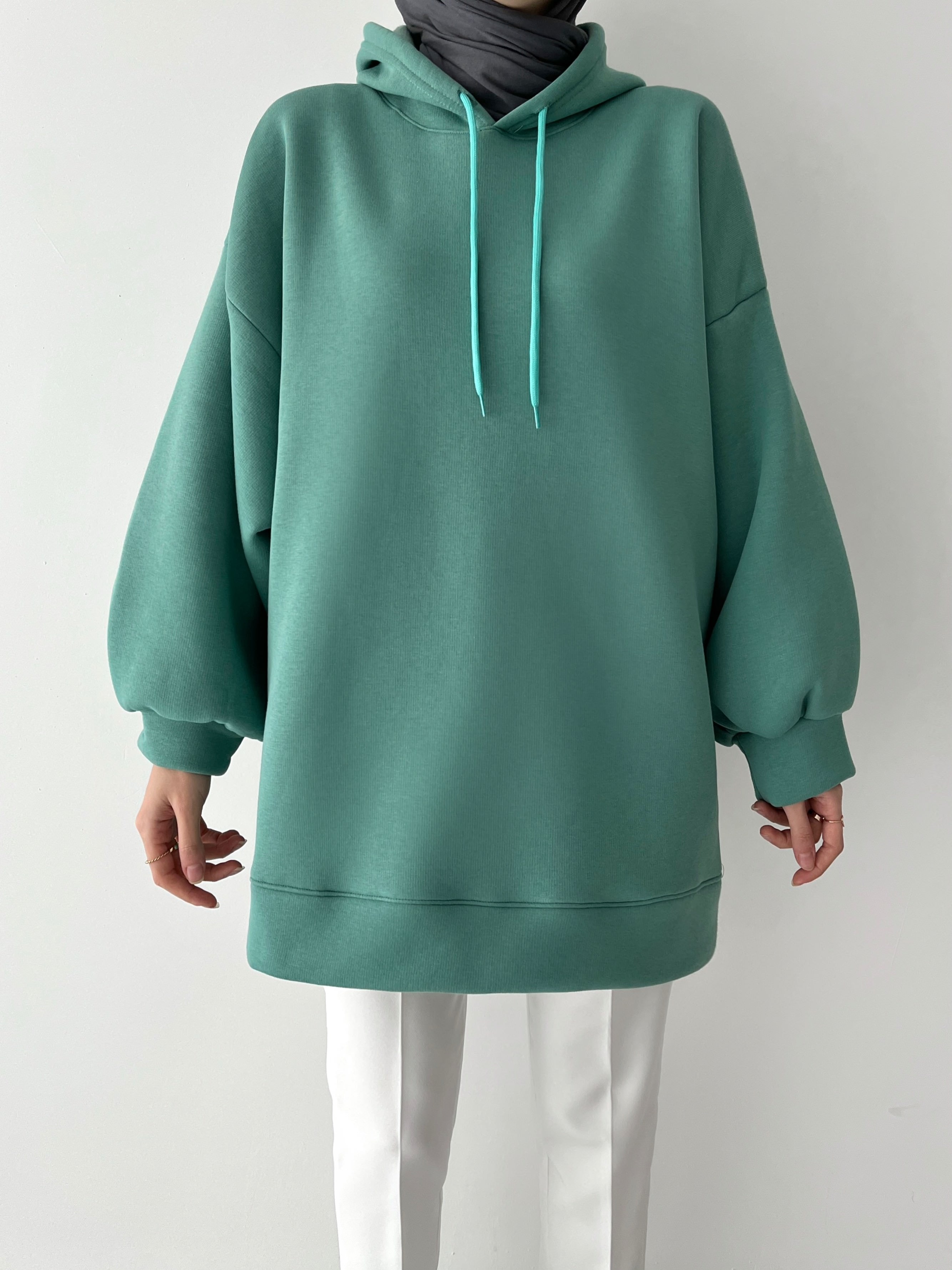 EMMA KAPÜŞONLU SWEATSHİRT - Mint Yeşili