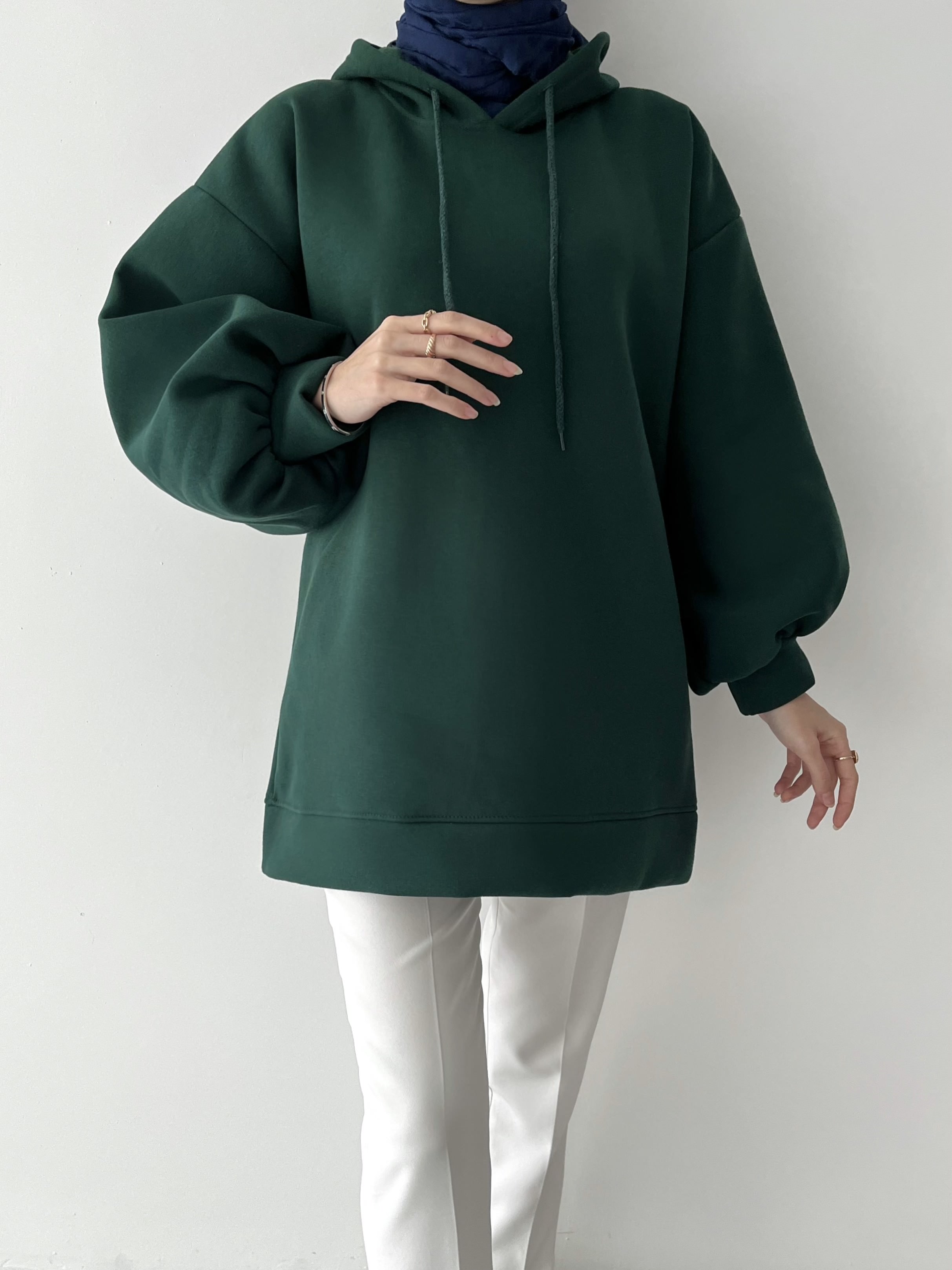 EMMA KAPÜŞONLU SWEATSHİRT - Zümrüt