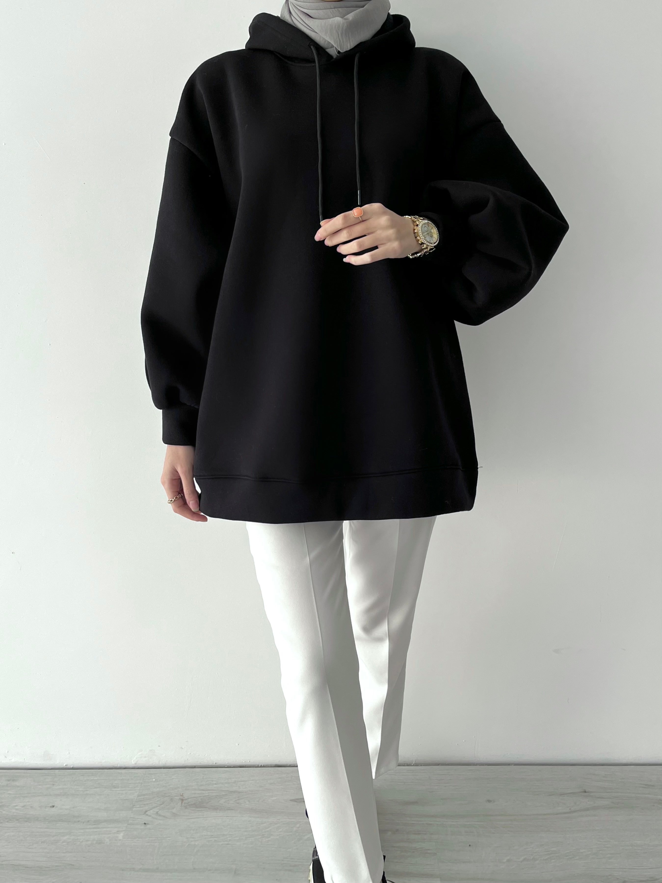 EMMA KAPÜŞONLU SWEATSHİRT - Siyah
