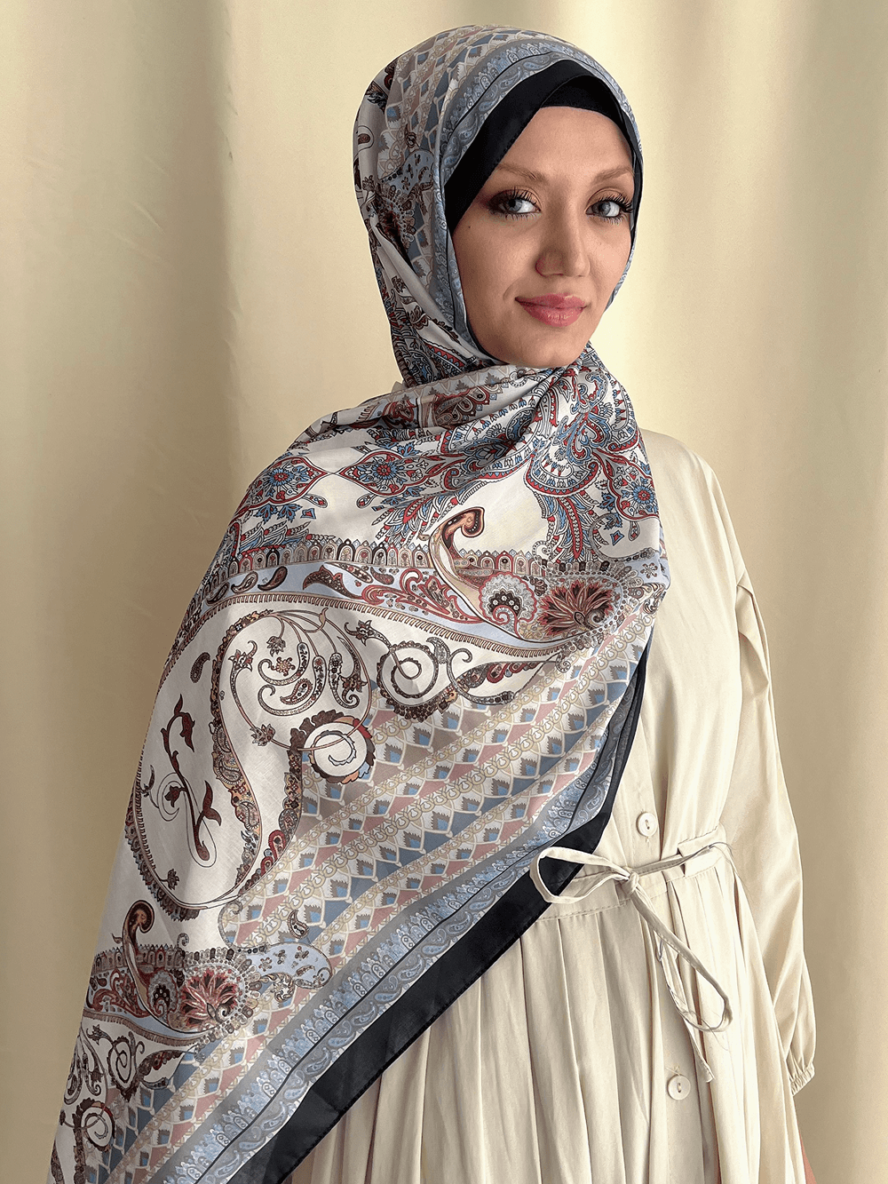 MELY DESENLİ ŞAL - SİYAH - MAVİ