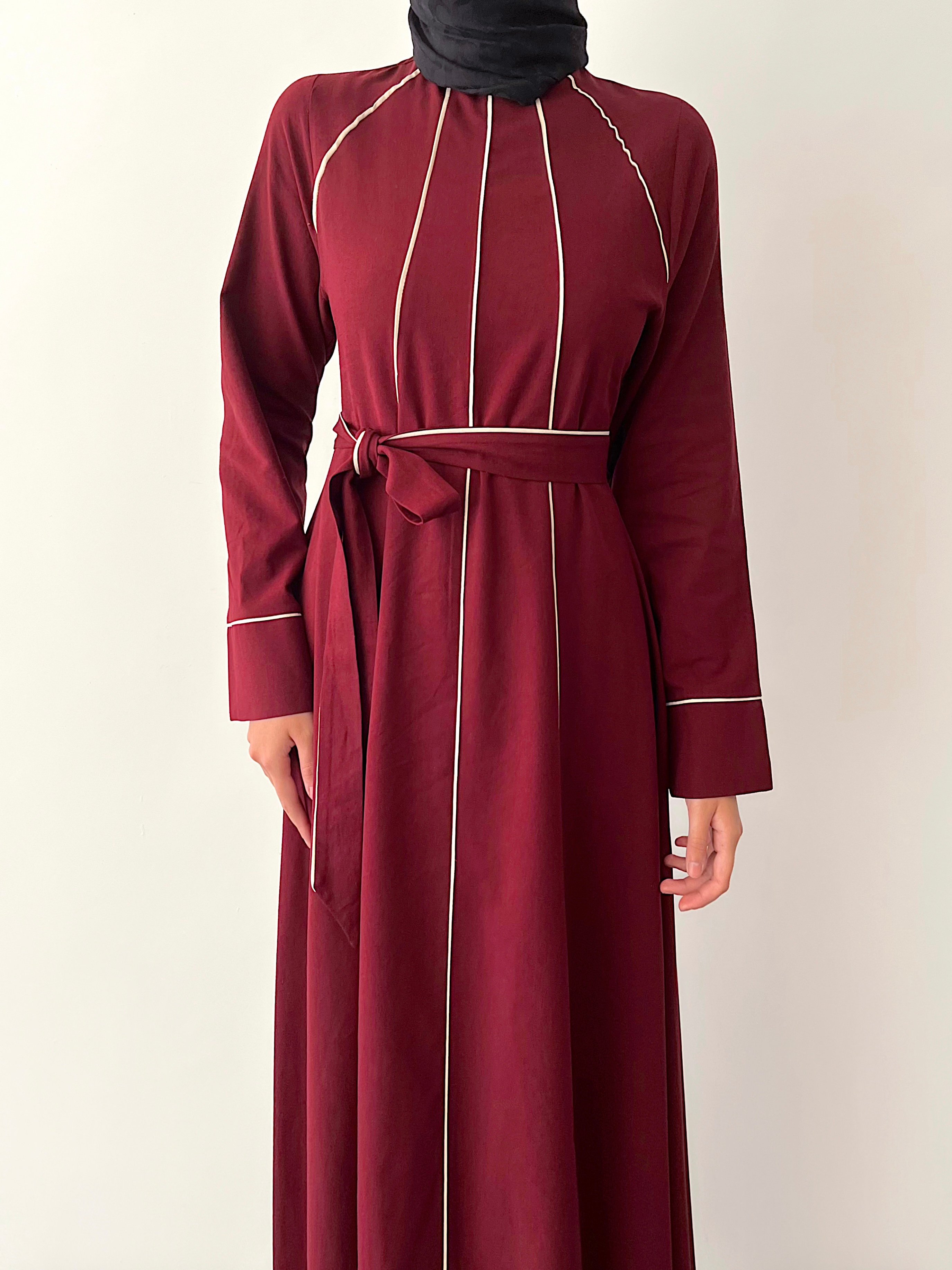 APRİL KETEN ELBİSE - BORDO
