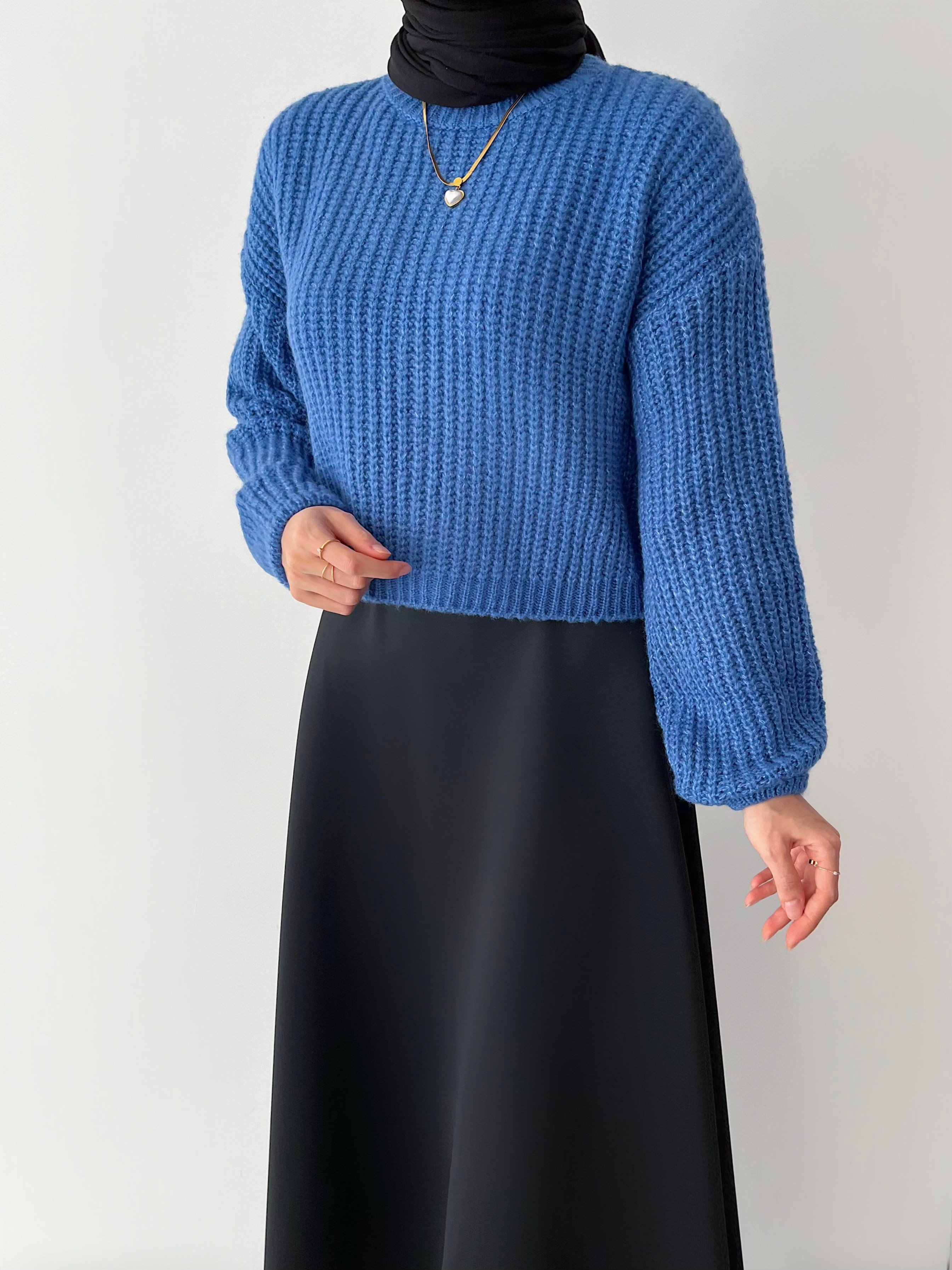 TRİKO CROP KAZAK - İndigo