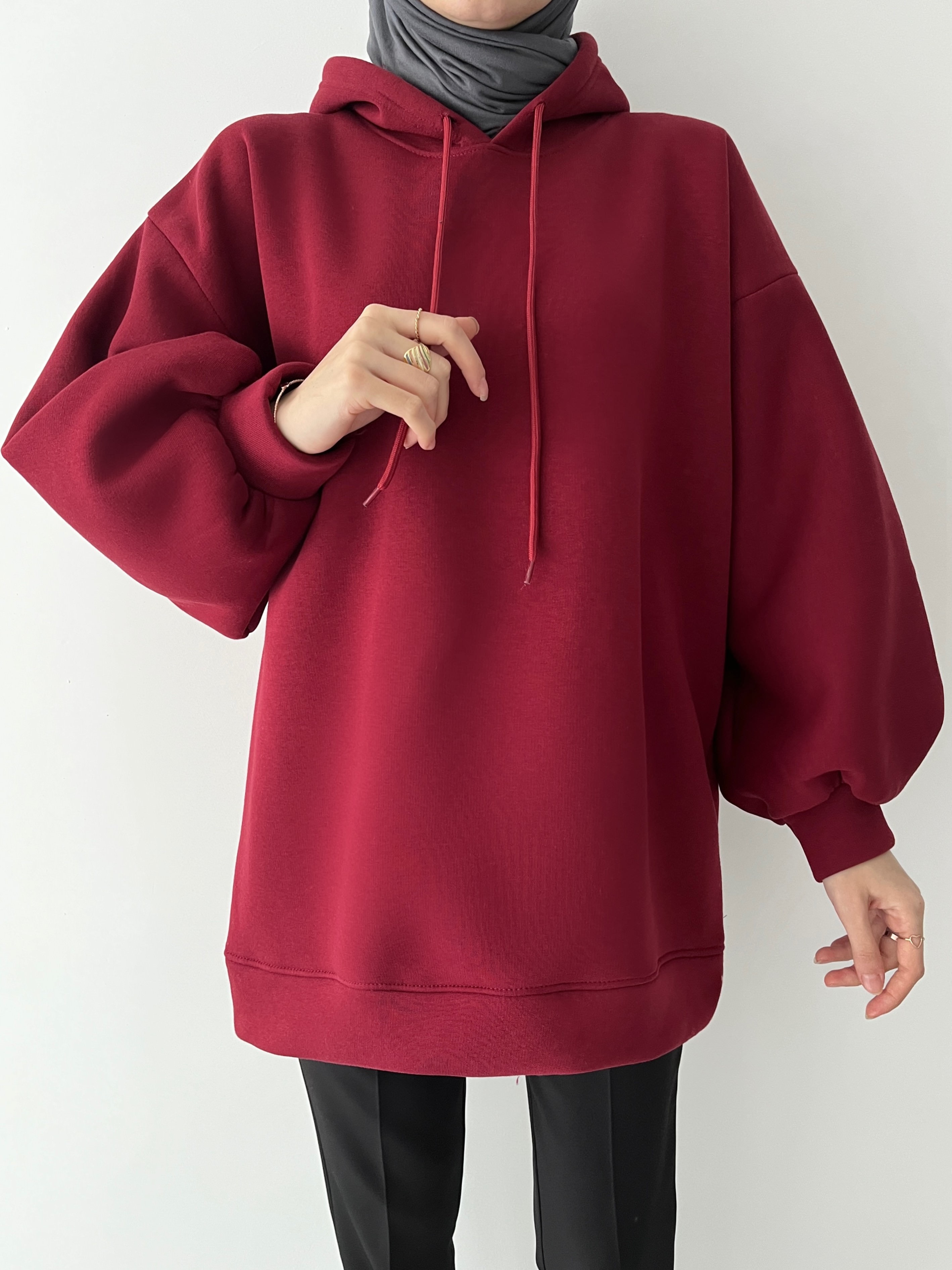 EMMA KAPÜŞONLU SWEATSHİRT - BORDO
