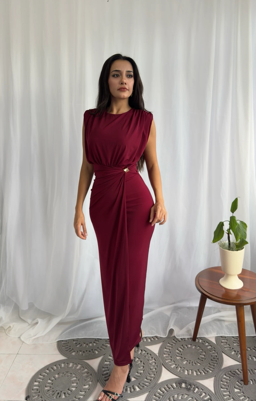 Drapeli Gold Tokalı Elbise