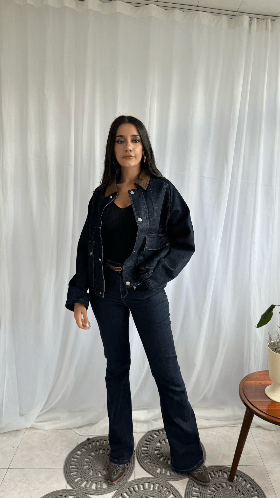 Denim Görünümlü Kısa Ceket