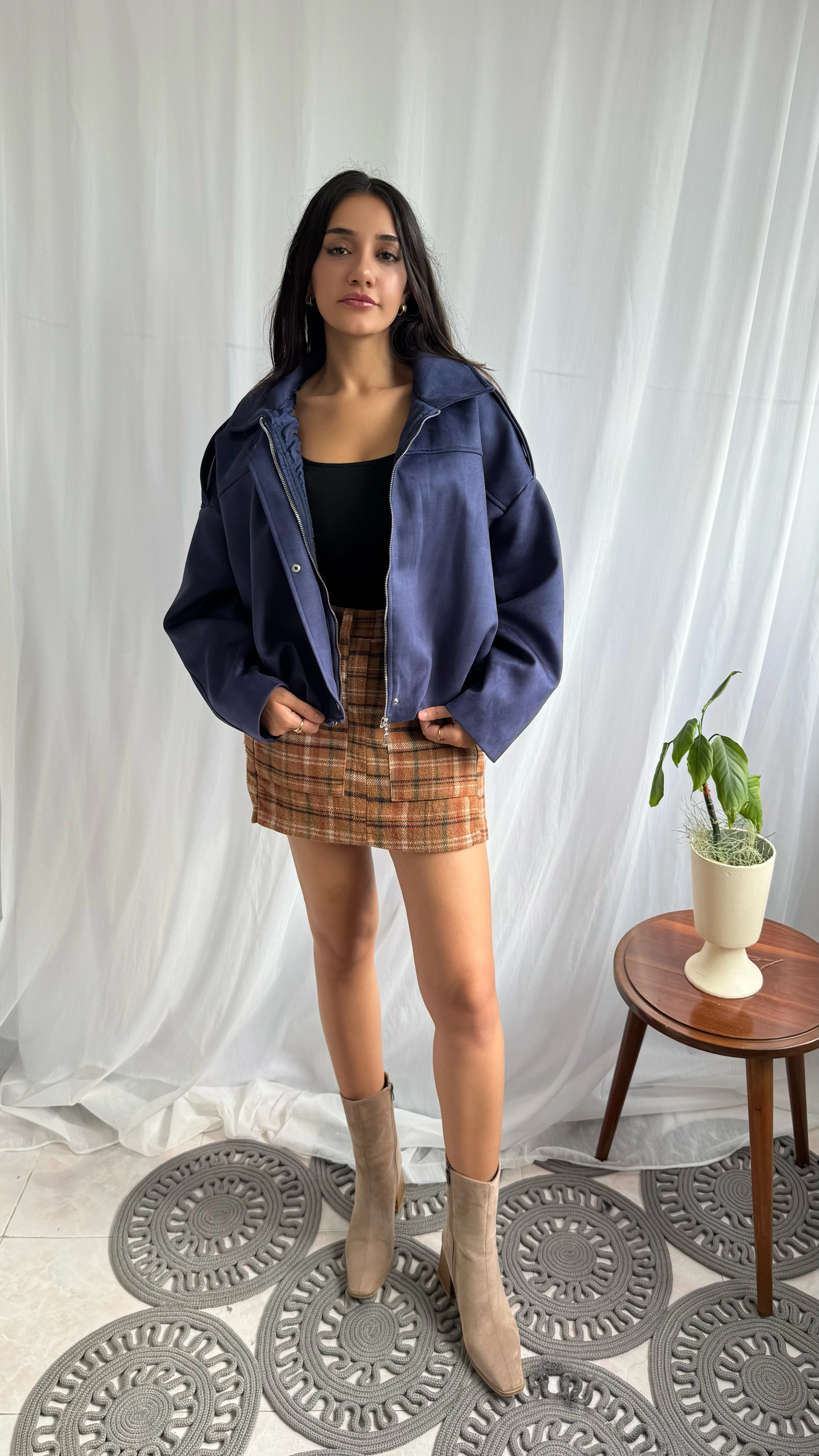 Fermuarlı Süet Ceket