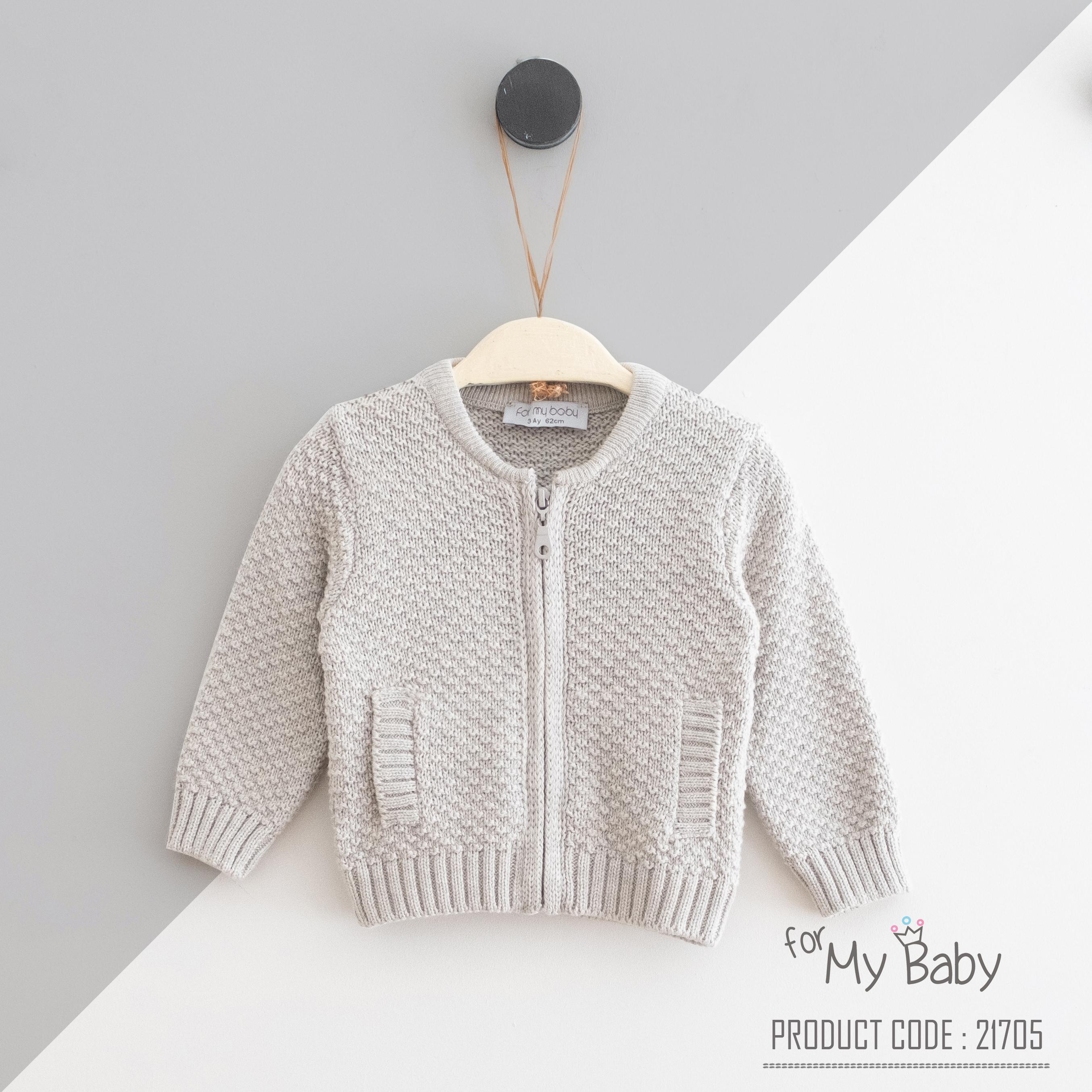 ForMyBaby - TRİKO KAPŞONLU HIRKA MİNT RENGİ - Krem