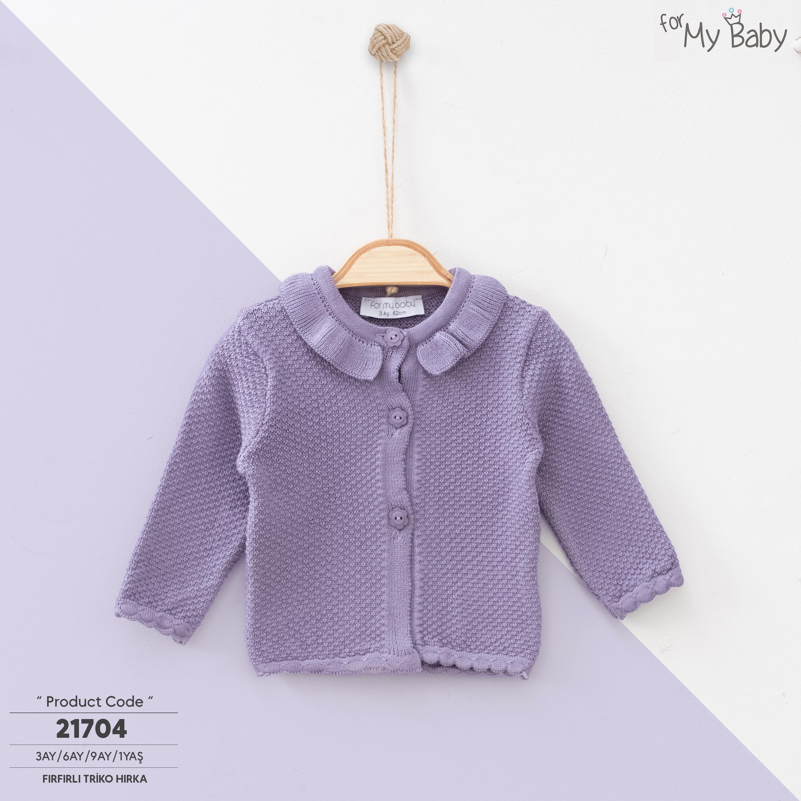 ForMyBaby - LİLA YAKASI FIRFIRLI TRİKO HIRKA - LİLA HIRKA