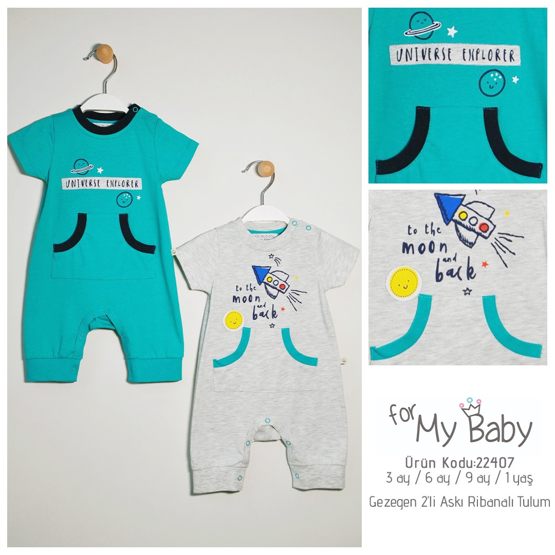 ForMyBaby - GEZEGEN 2'Lİ ASKILI RİBANALI TULUM