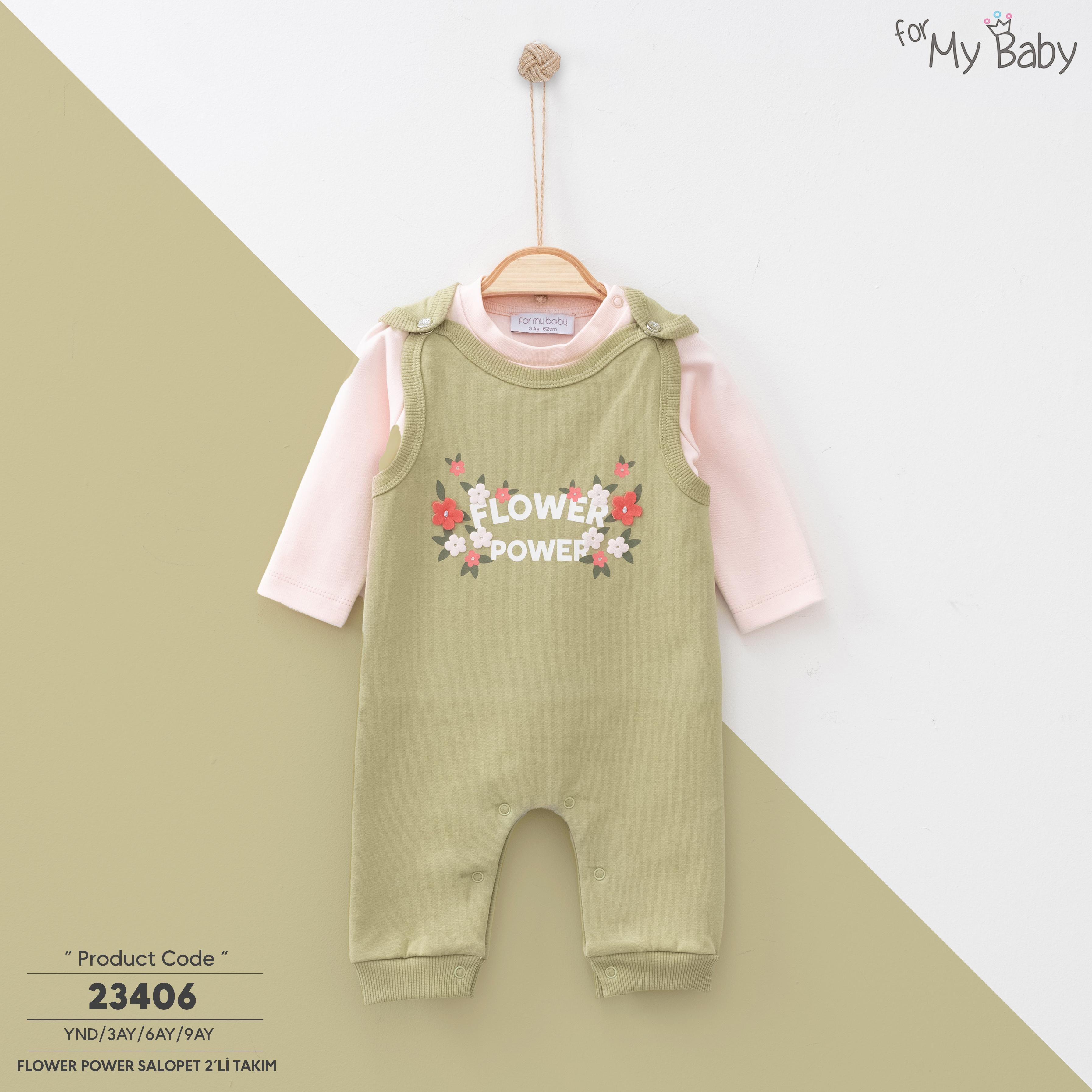 ForMyBaby - FLOWER POWER SALOPET BODYLİ TAKIM