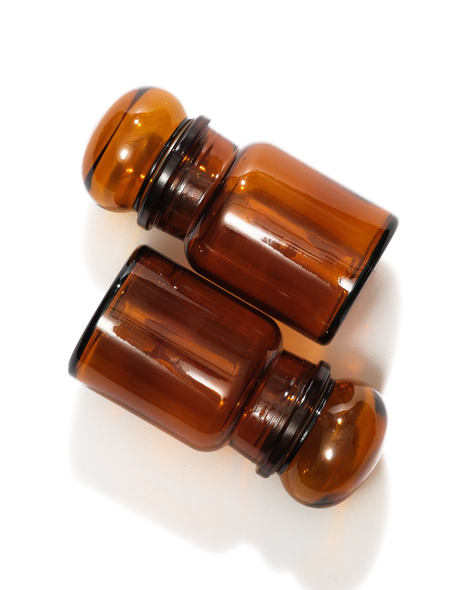 1970’ler Belçika'dan Vintage Amber Cam Kavanozlar