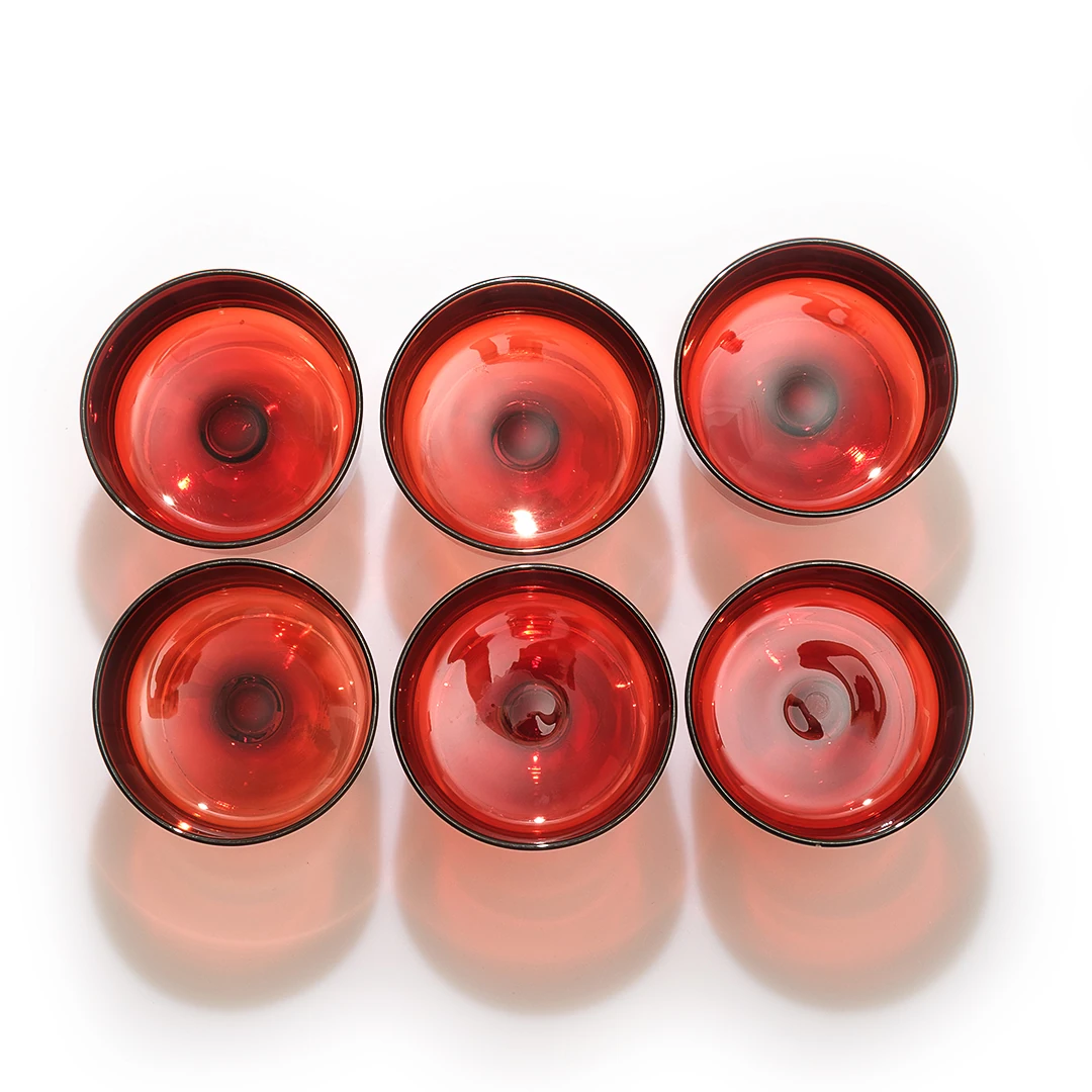 1960’lar Fransa’dan Nadir Luminarc Bohemia 6’lı Kristal Tatlı Kasesi Takımı