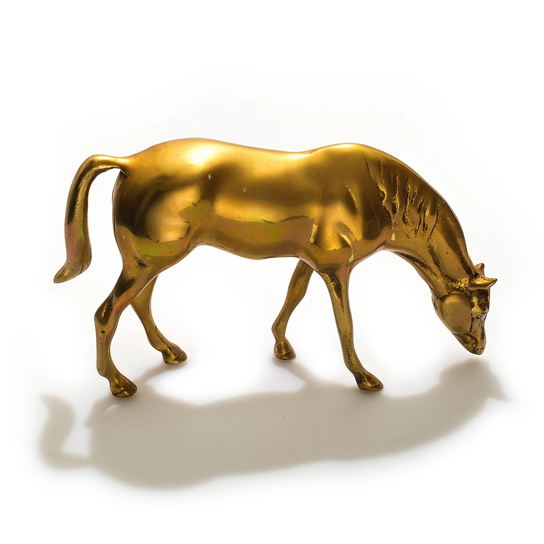 1970’ler Vintage Büyük Boy Pirinç At Heykelciği