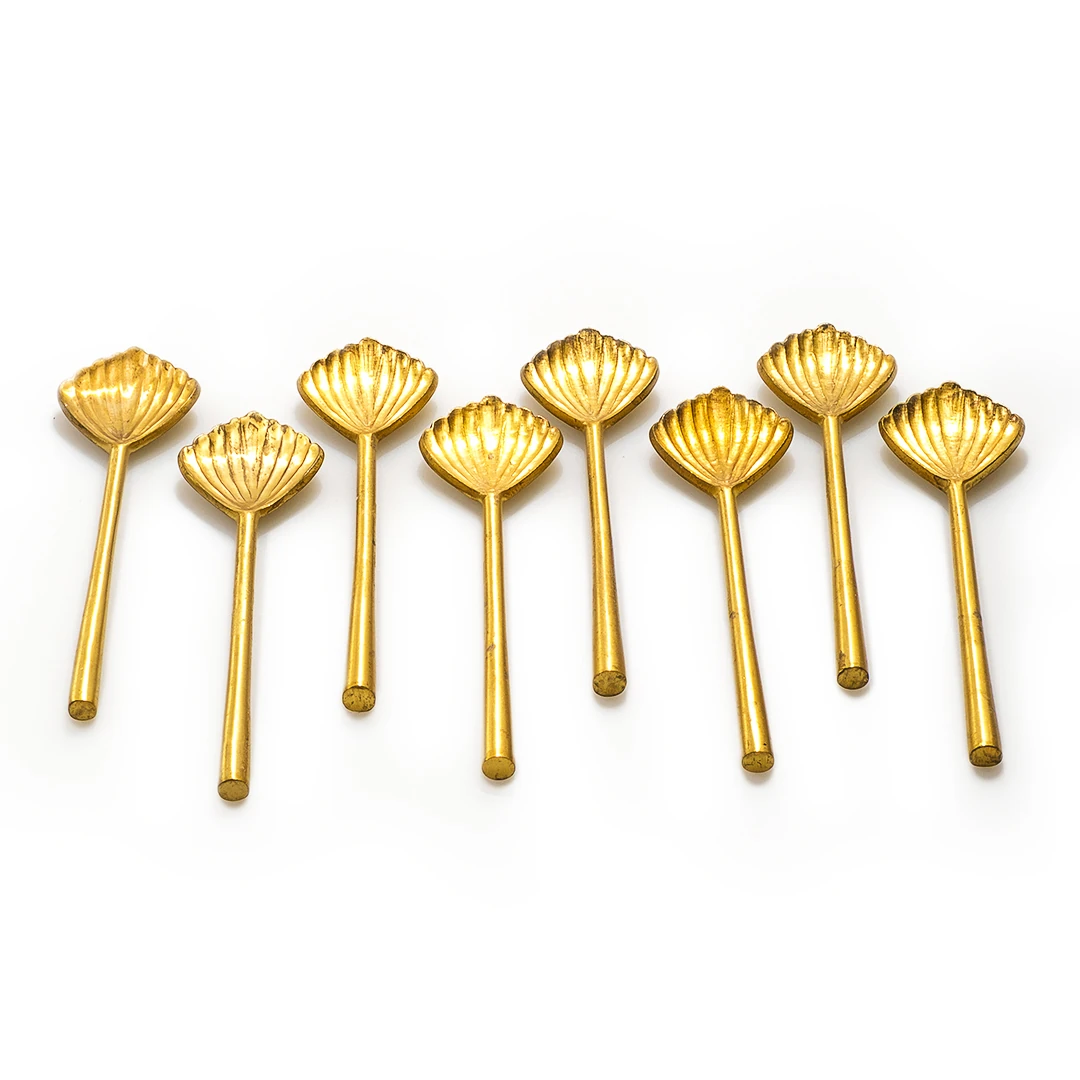 Vintage Pirinç Deniz Kabuğu Kaşıklar